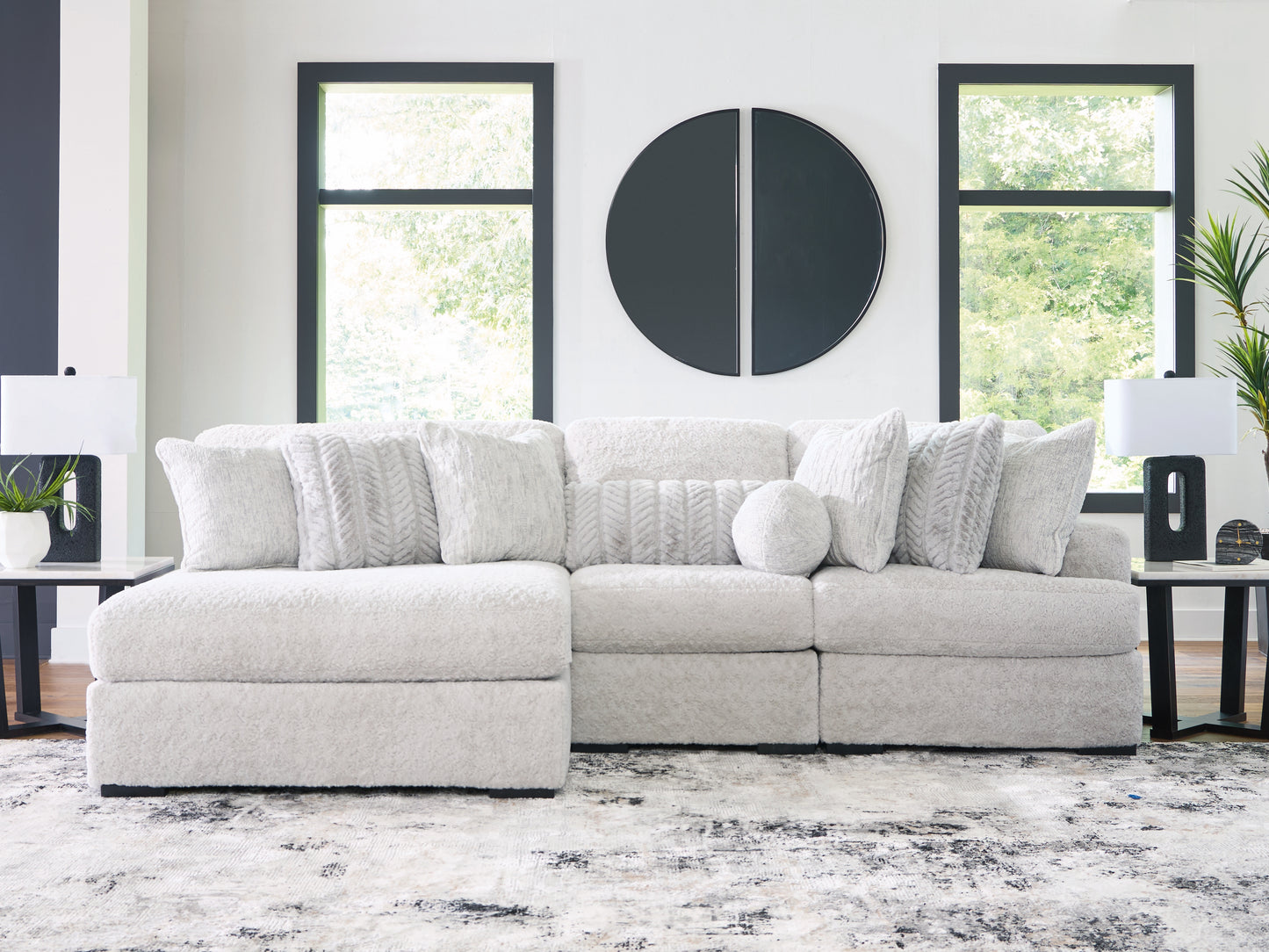 Auburndale Furniture Outlet - Ashley Furniture - Cuddle Plush Sectional - 3-Piece Sectional with Chaise / Arctic - PC59106S7