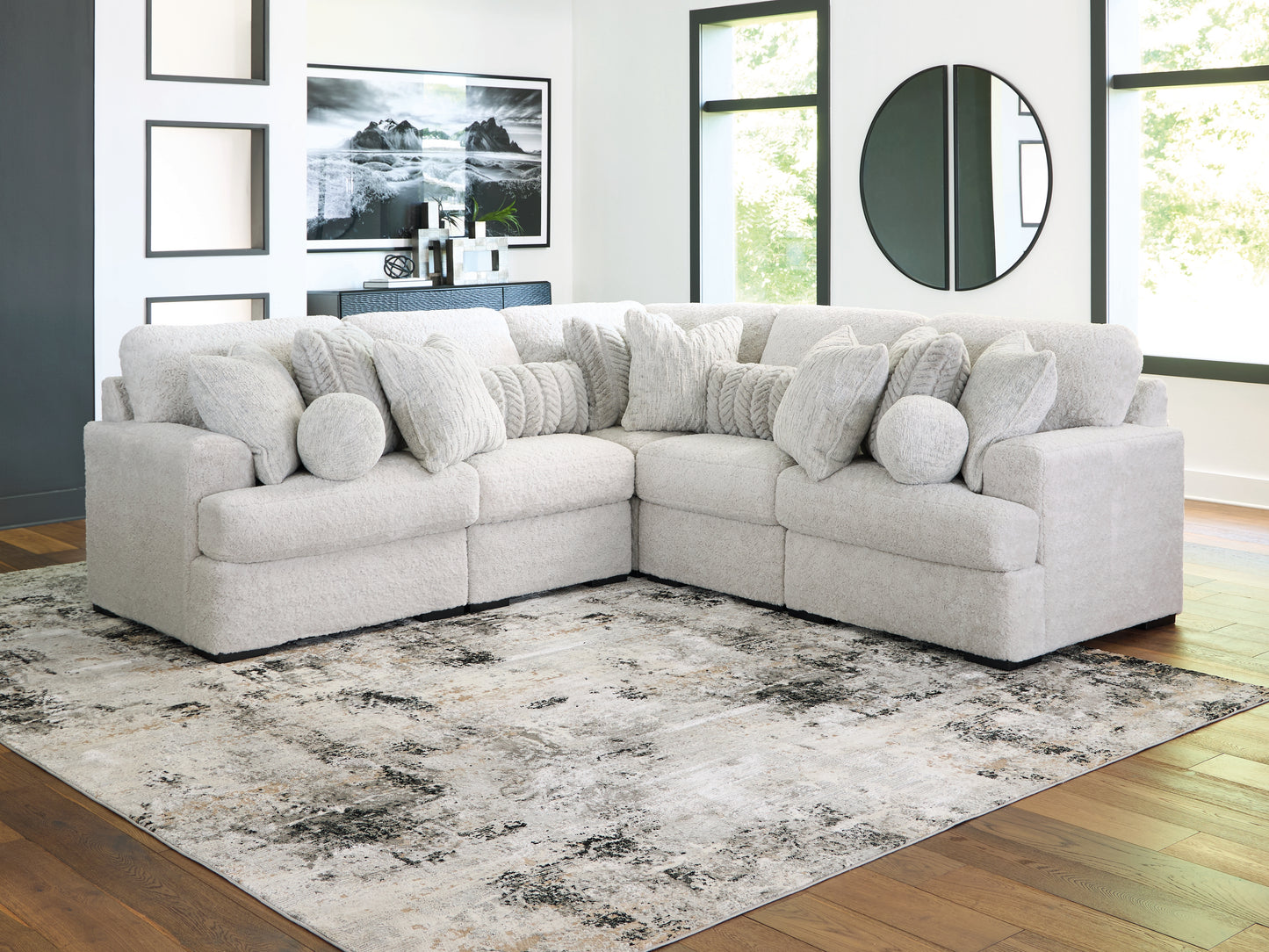 Auburndale Furniture Outlet - Ashley Furniture - Cuddle Plush Sectional - RAF 5-Piece Sectional / Arctic - PC59106S2