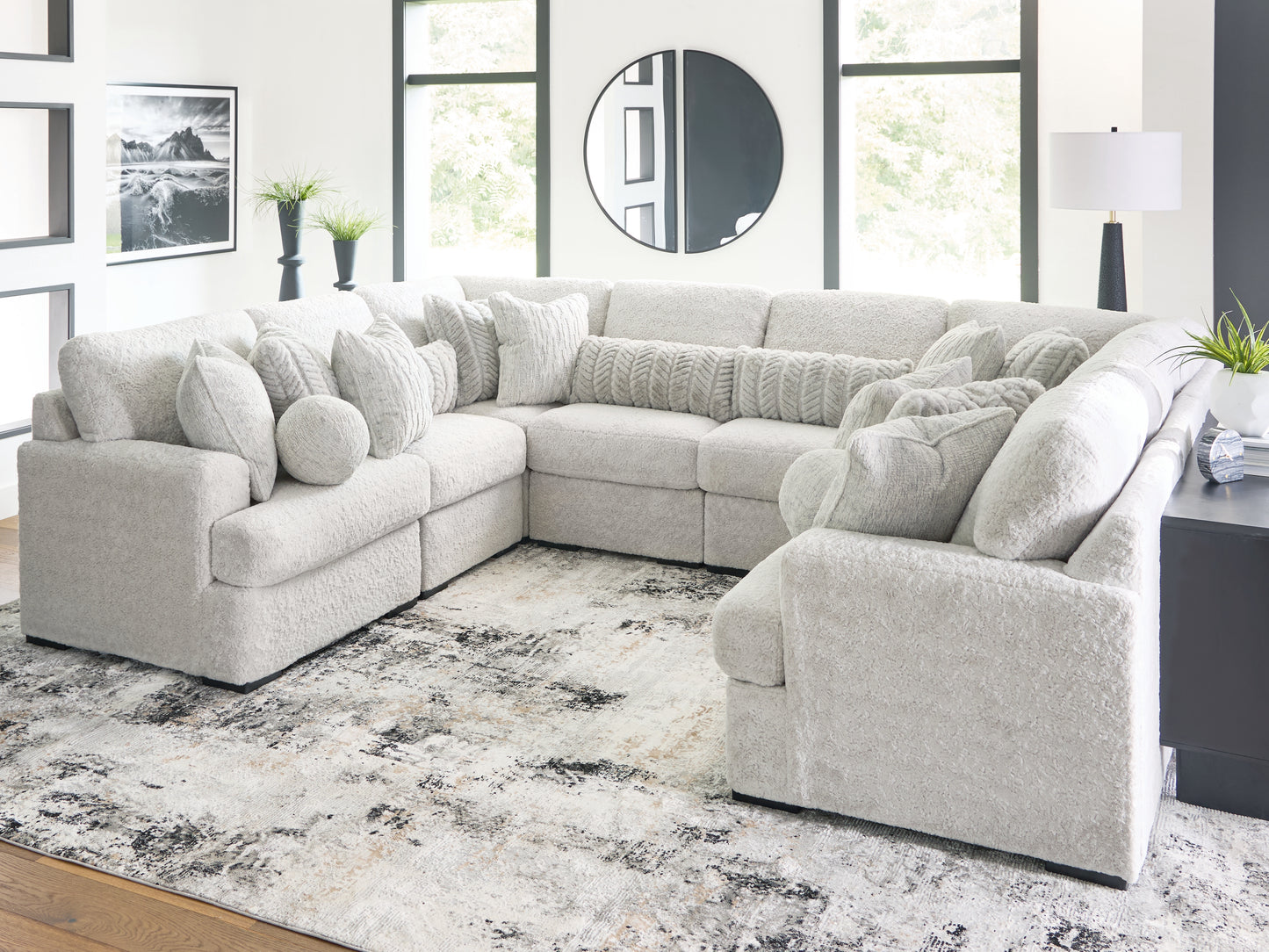 Auburndale Furniture Outlet - Ashley Furniture - Cuddle Plush Sectional - RAF 8-Piece Sectional / Arctic - PC59106S6