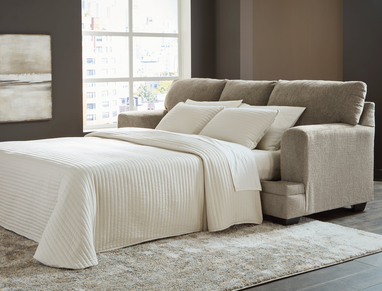 Auburndale Furniture Outlet - Ashley Furniture - Stonemeade Living Room - Queen Sofa Sleeper / Taupe - 5950439