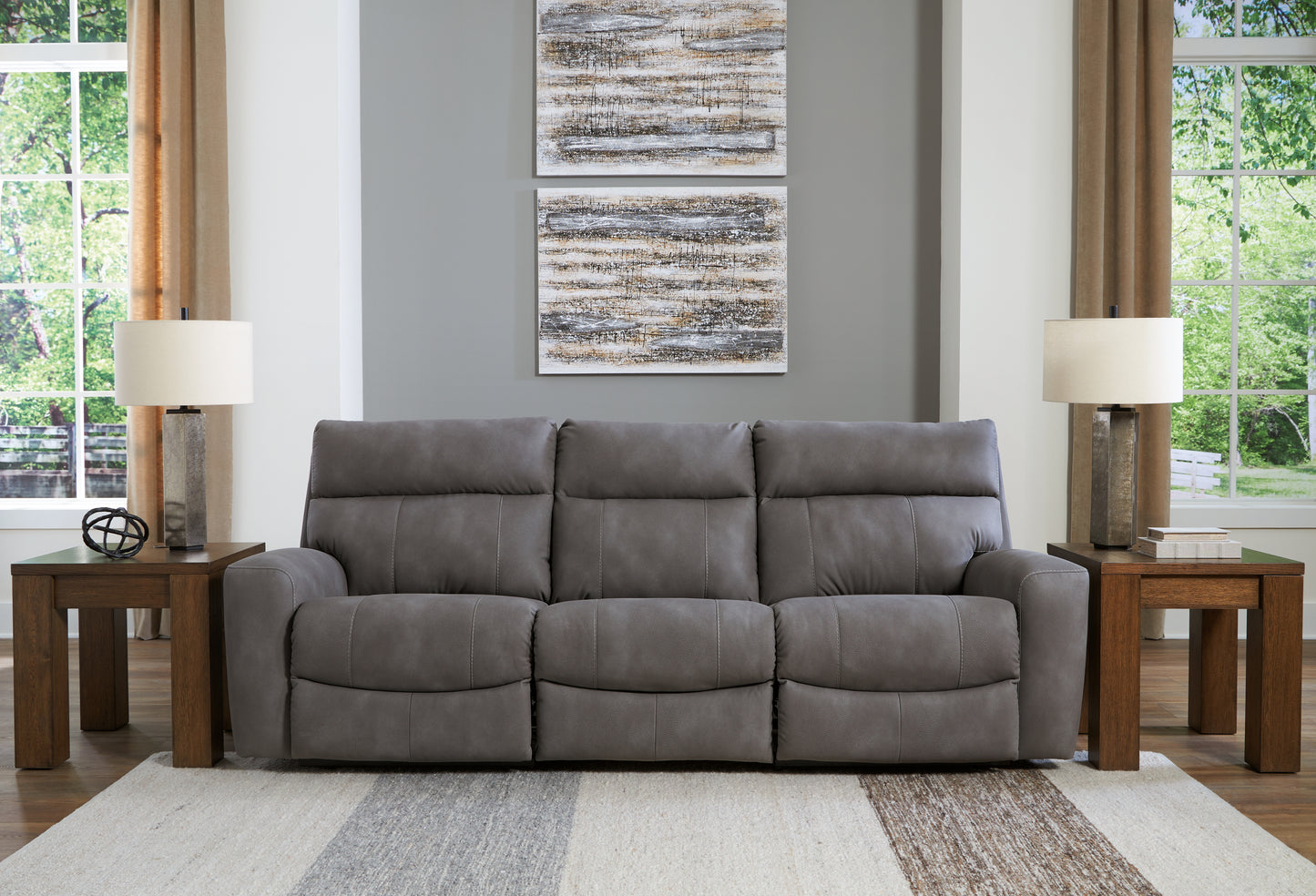 Auburndale Furniture Outlet - Ashley Furniture - Next-Gen DuraPella Sectional - 3-Piece Power Reclining Sectional Sofa / Slate - 61003S2