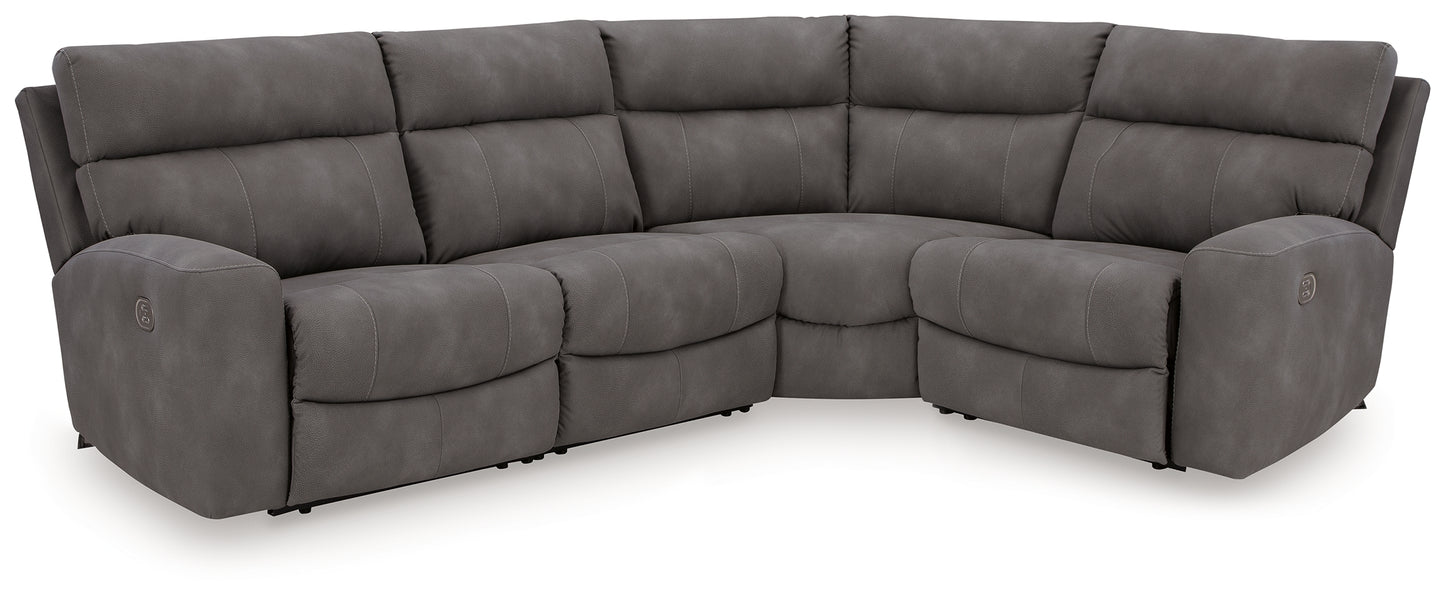 Auburndale Furniture Outlet - Ashley Furniture - Next-Gen DuraPella Sectional - 4-Piece Power Reclining Sectional / Slate - 61003S4