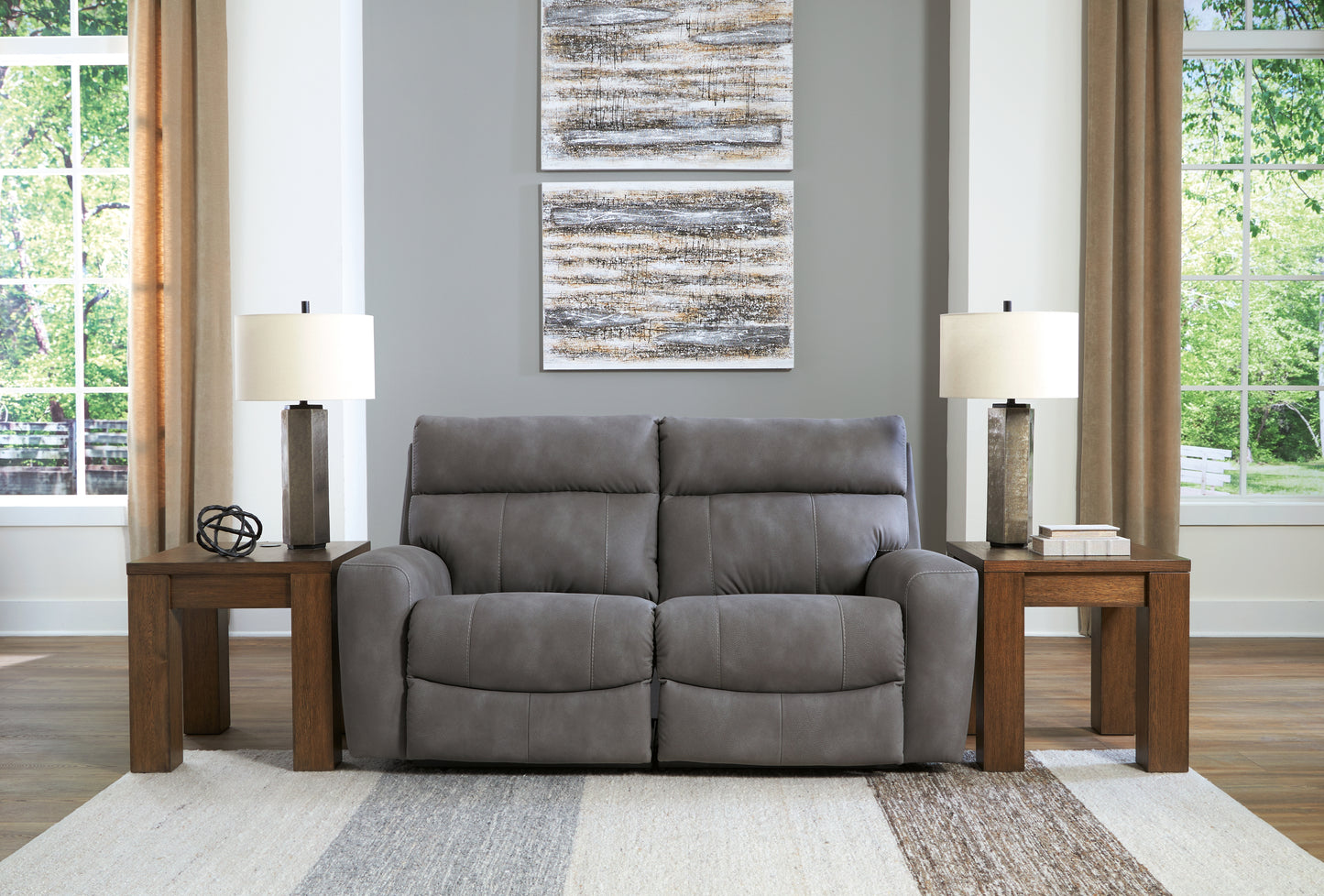 Auburndale Furniture Outlet - Ashley Furniture - Next-Gen DuraPella Sectional - 2-Piece Power Reclining Sectional Loveseat / Slate - 61003S1