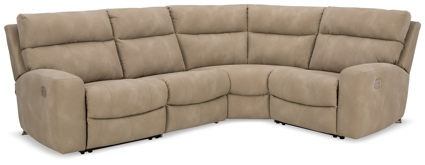 Auburndale Furniture Outlet - Ashley Furniture - Next-Gen DuraPella Sectional - 4-Piece Power Reclining Sectional / Sand - 61004S4