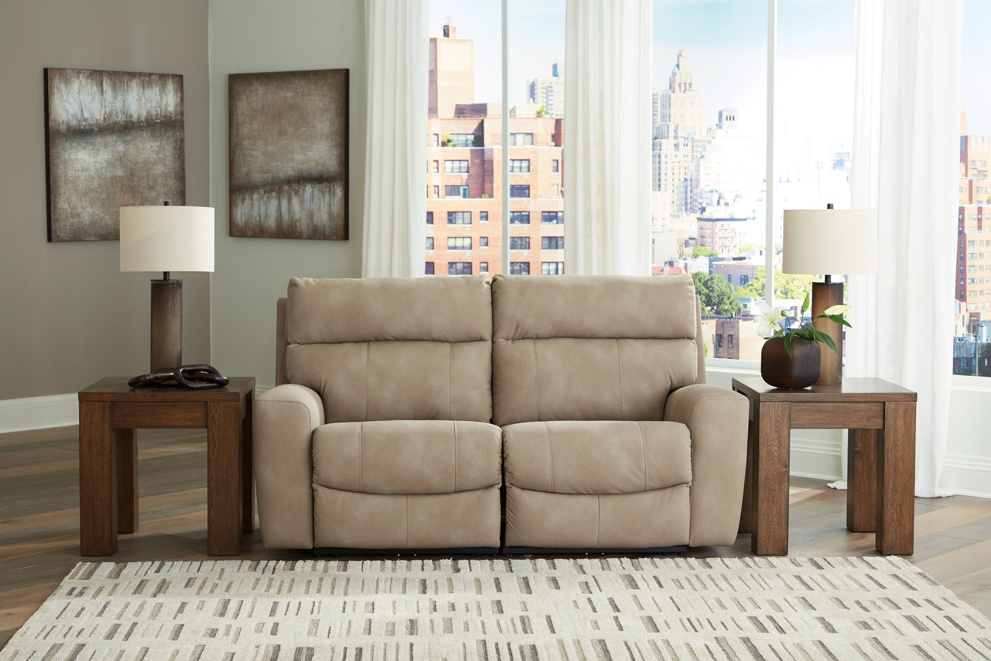 Auburndale Furniture Outlet - Ashley Furniture - Next-Gen DuraPella Sectional - 2-Piece Power Reclining Sectional Loveseat / Sand - 61004S1