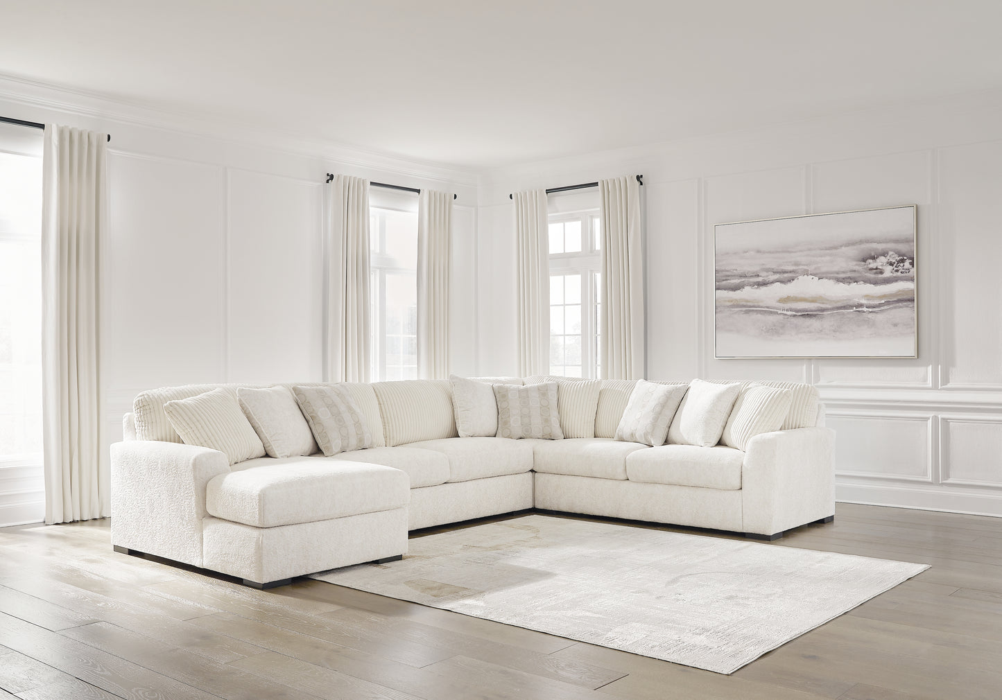 Auburndale Furniture Outlet - Ashley Furniture - Chessington Sectional - RAF 4-Piece Sectional with Chaise / Ivory - 61904S3