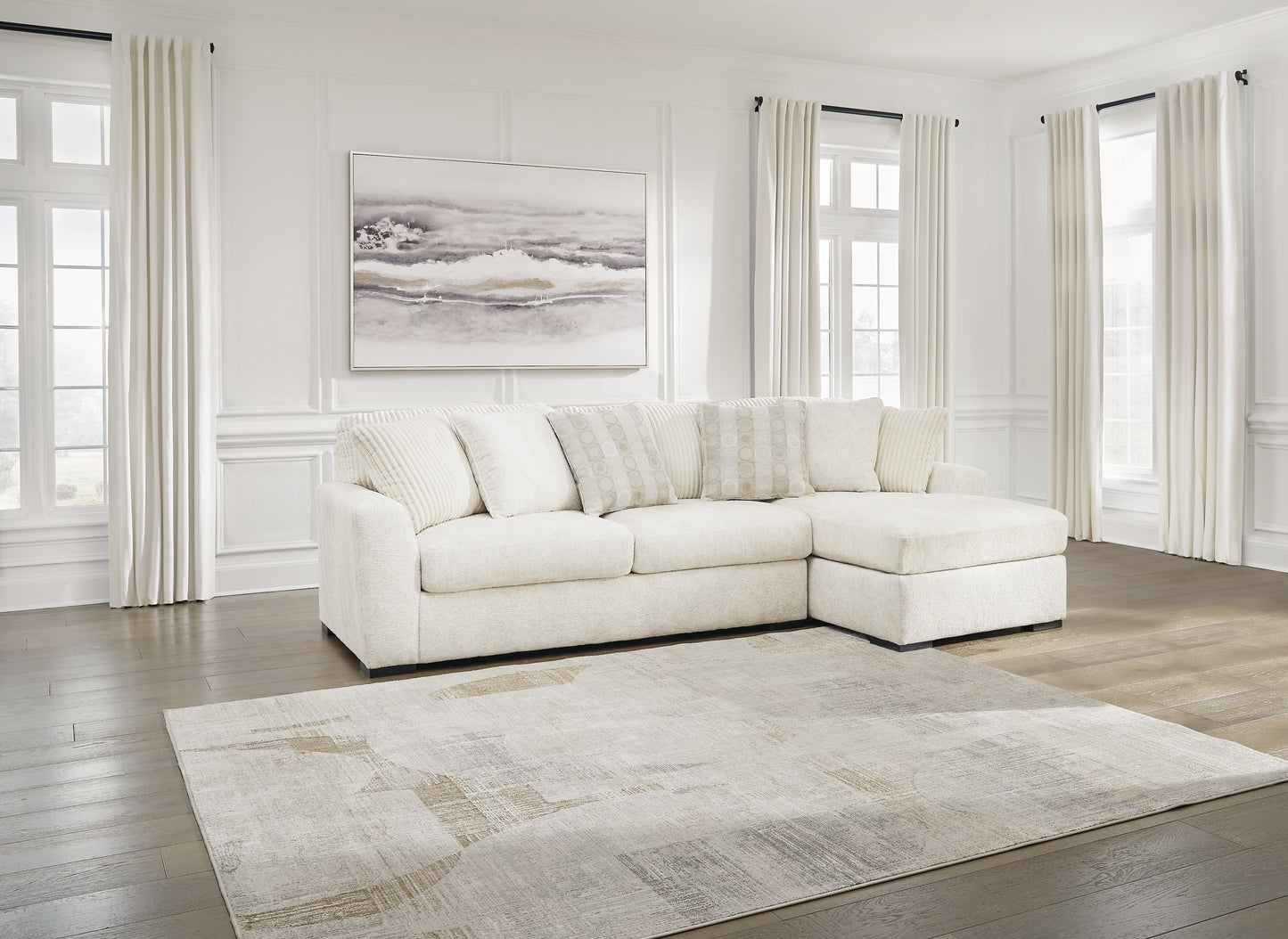 Auburndale Furniture Outlet - Ashley Furniture - Chessington Sectional - LAF 2-Piece Sectional with Chaise / Ivory - 61904S2