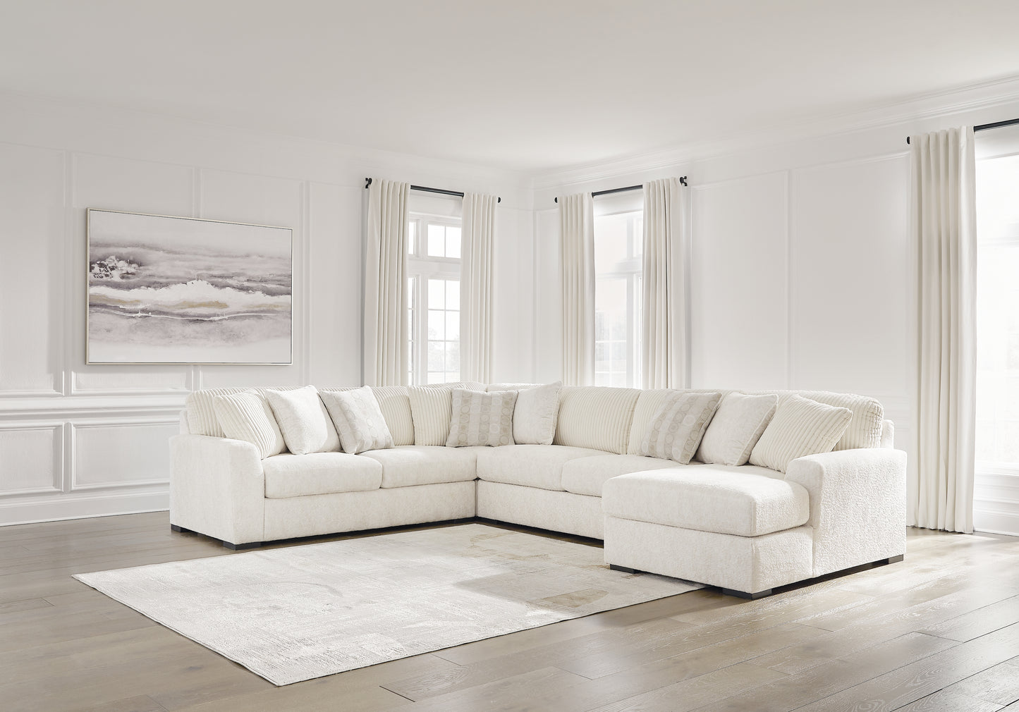 Auburndale Furniture Outlet - Ashley Furniture - Chessington Sectional - LAF 4-Piece Sectional with Chaise / Ivory - 61904S4
