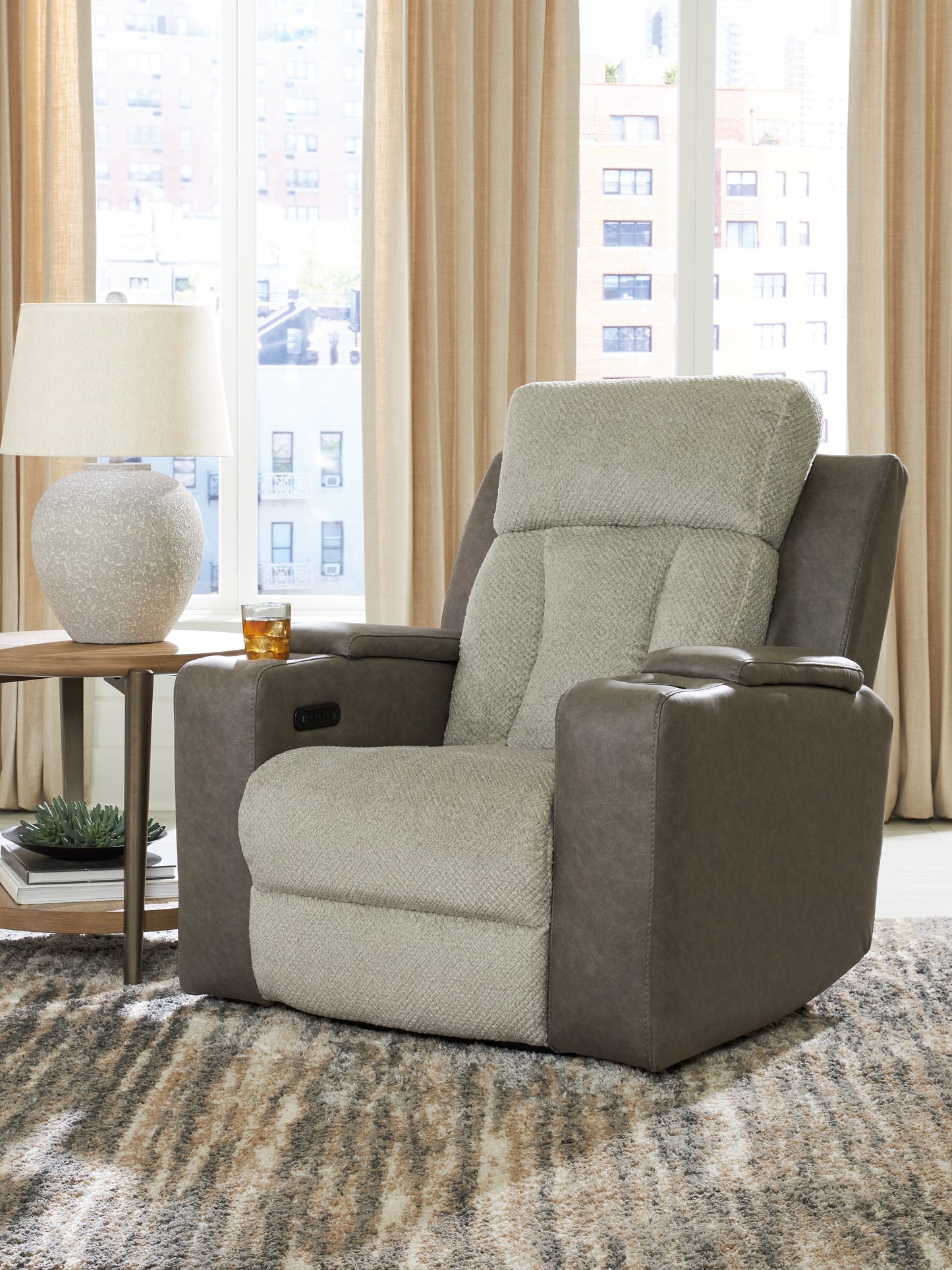 Auburndale Furniture Outlet - Ashley Furniture - WhipLash Living Room - PWR Recliner/ADJ Headrest / Sisal - PC6320413