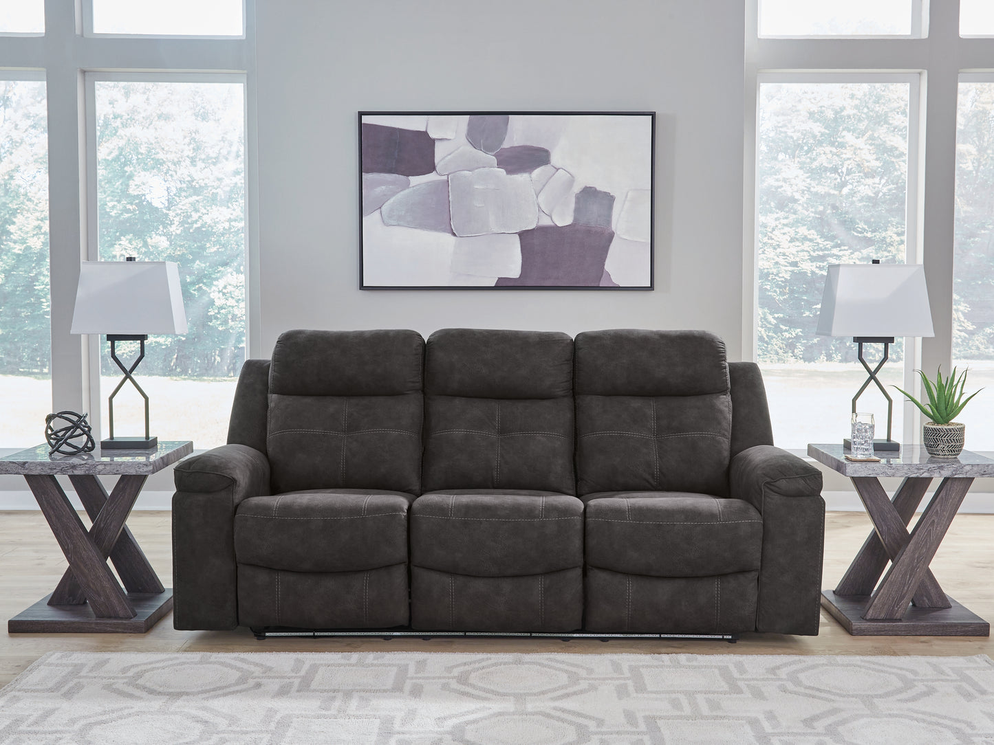 Auburndale Furniture Outlet - Ashley Furniture - Brysonview Living Room - Reclining Sofa / Charcoal - 6360588