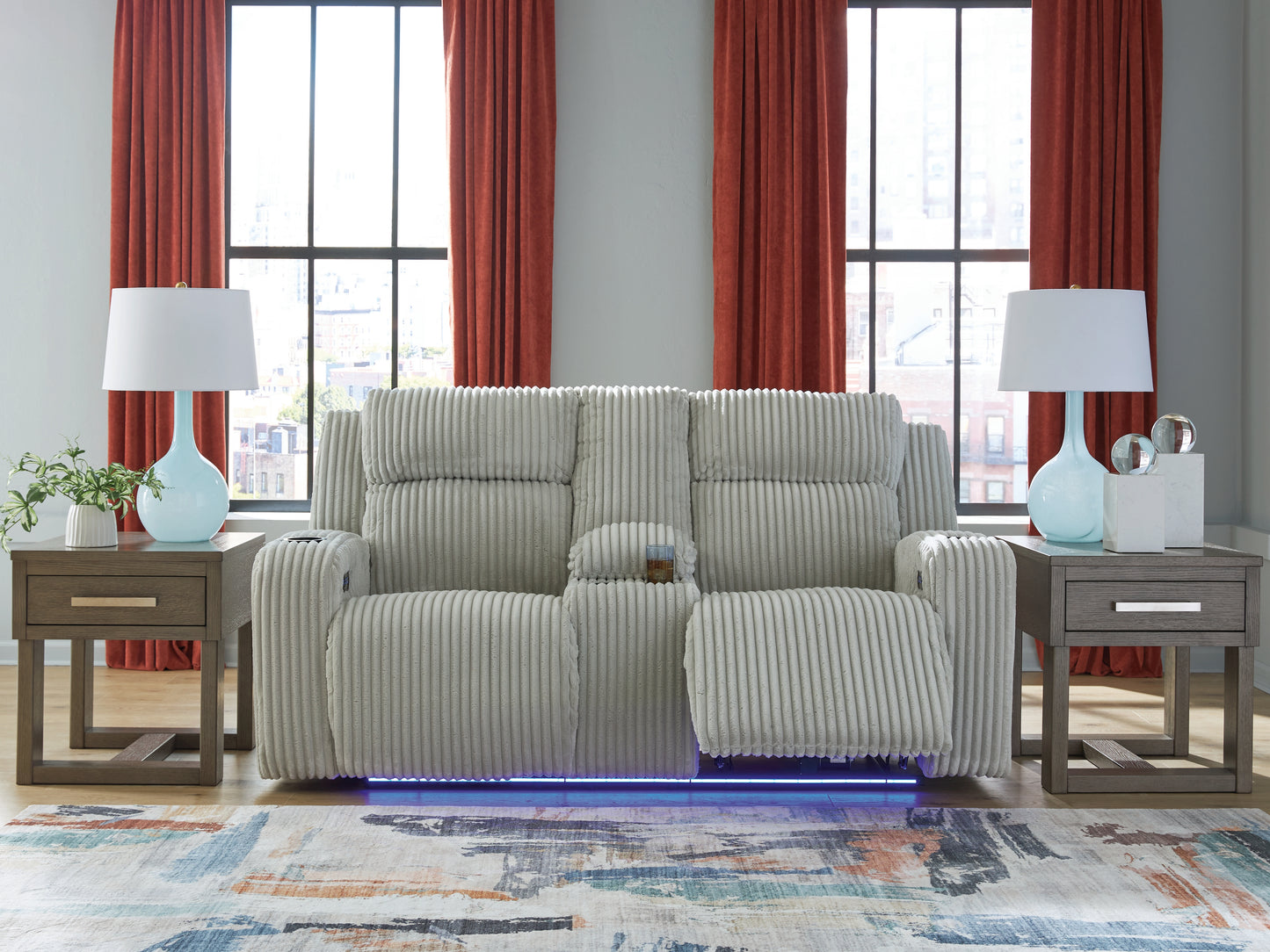 Auburndale Furniture Outlet - Ashley Furniture - Forest Lake Living Room - PWR REC Loveseat/CON/ADJ HDRST / Alloy - PC6420318