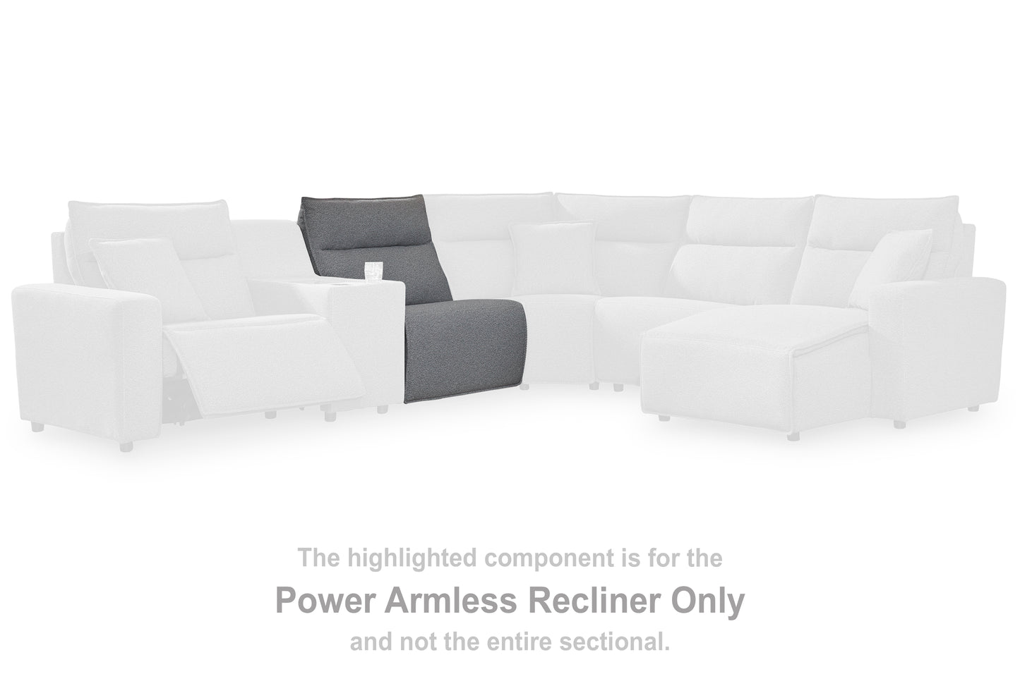 Auburndale Furniture Outlet - Ashley Furniture - ModMax II Sectional - PWR Armless REC w/ADJ Headrest / Salt and Pepper - 6590631