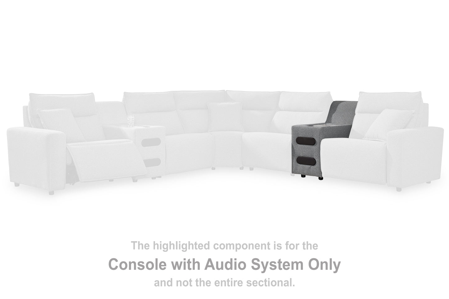 Auburndale Furniture Outlet - Ashley Furniture - ModMax II Sectional - Console with Audio System / Salt and Pepper - 6590660