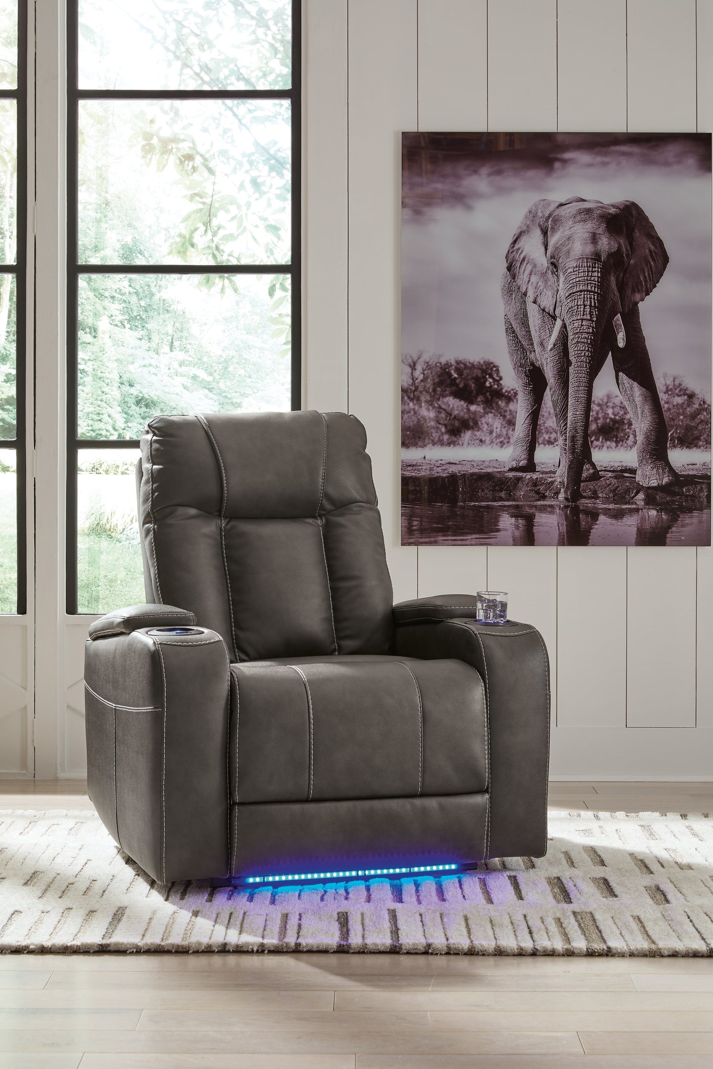 Auburndale Furniture Outlet - Ashley Furniture - Feazada Living Room - PWR Recliner/ADJ Headrest / Shadow - 6620513