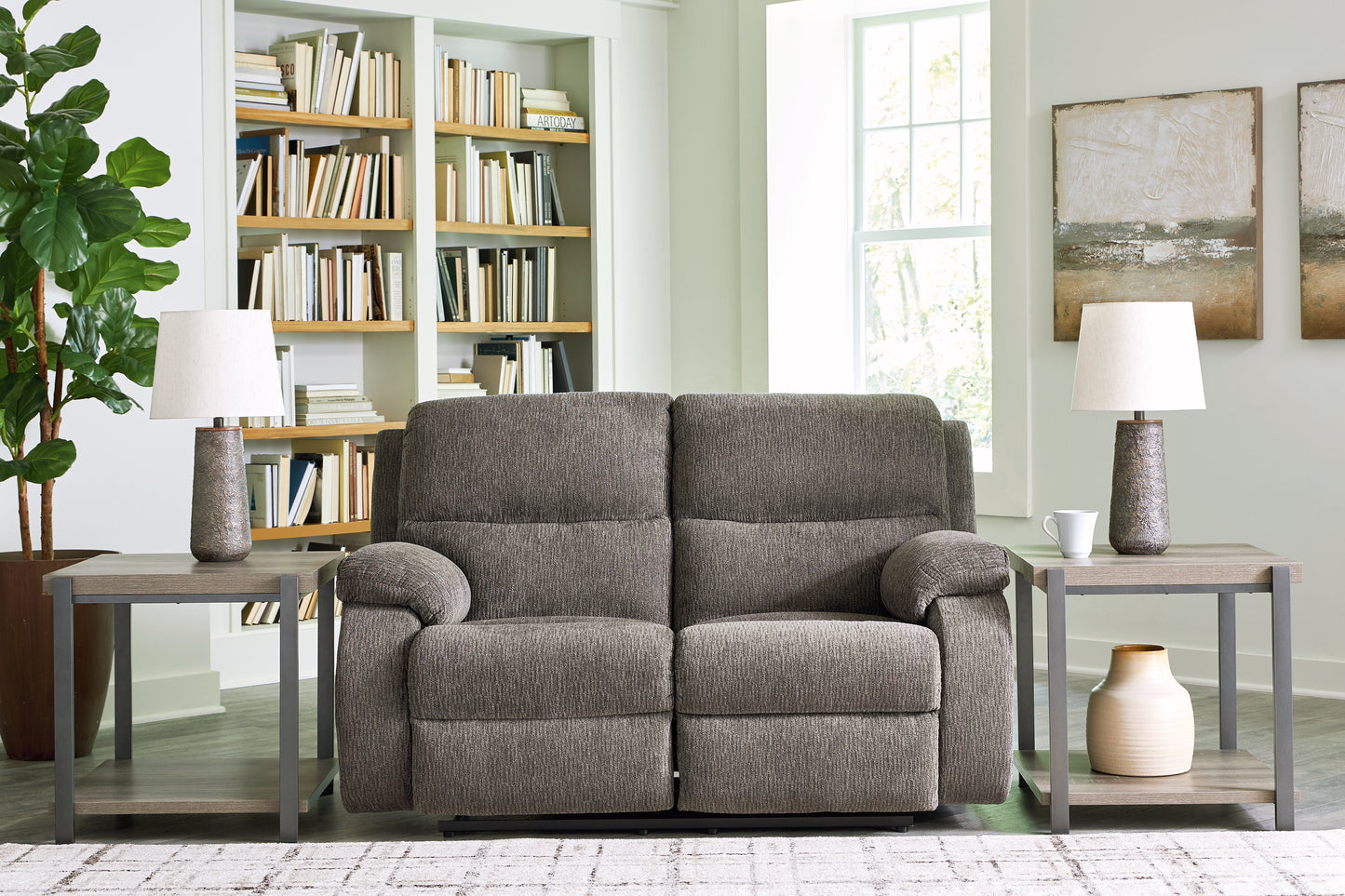 Auburndale Furniture Outlet - Ashley Furniture - Scranto Living Room - Reclining Loveseat / Brindle - 6650286