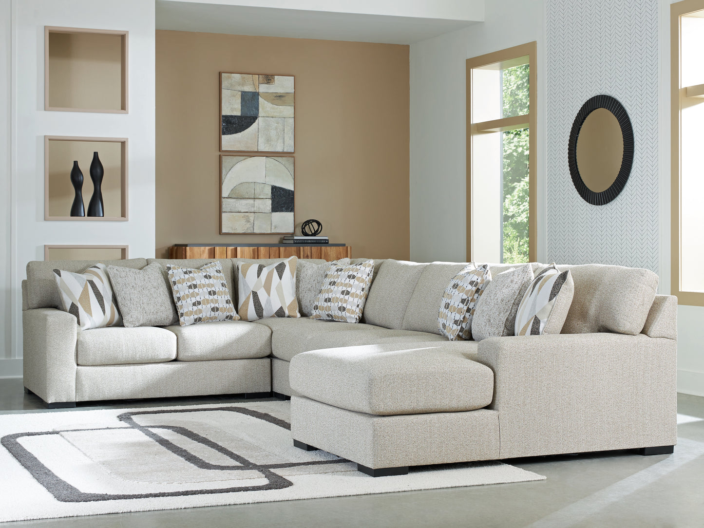 Auburndale Furniture Outlet - Ashley Furniture - Laurelgrove Sectional - RAF 3-Piece Double Chaise Sectional / Pebble - 75105S7