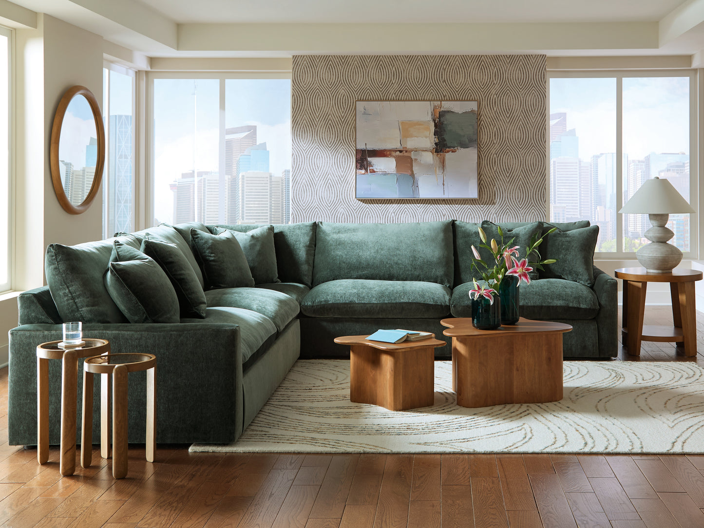 Auburndale Furniture Outlet - Ashley Furniture - Carriage View Sectional - LAF 3-Piece Sectional / Jade - 78001S1
