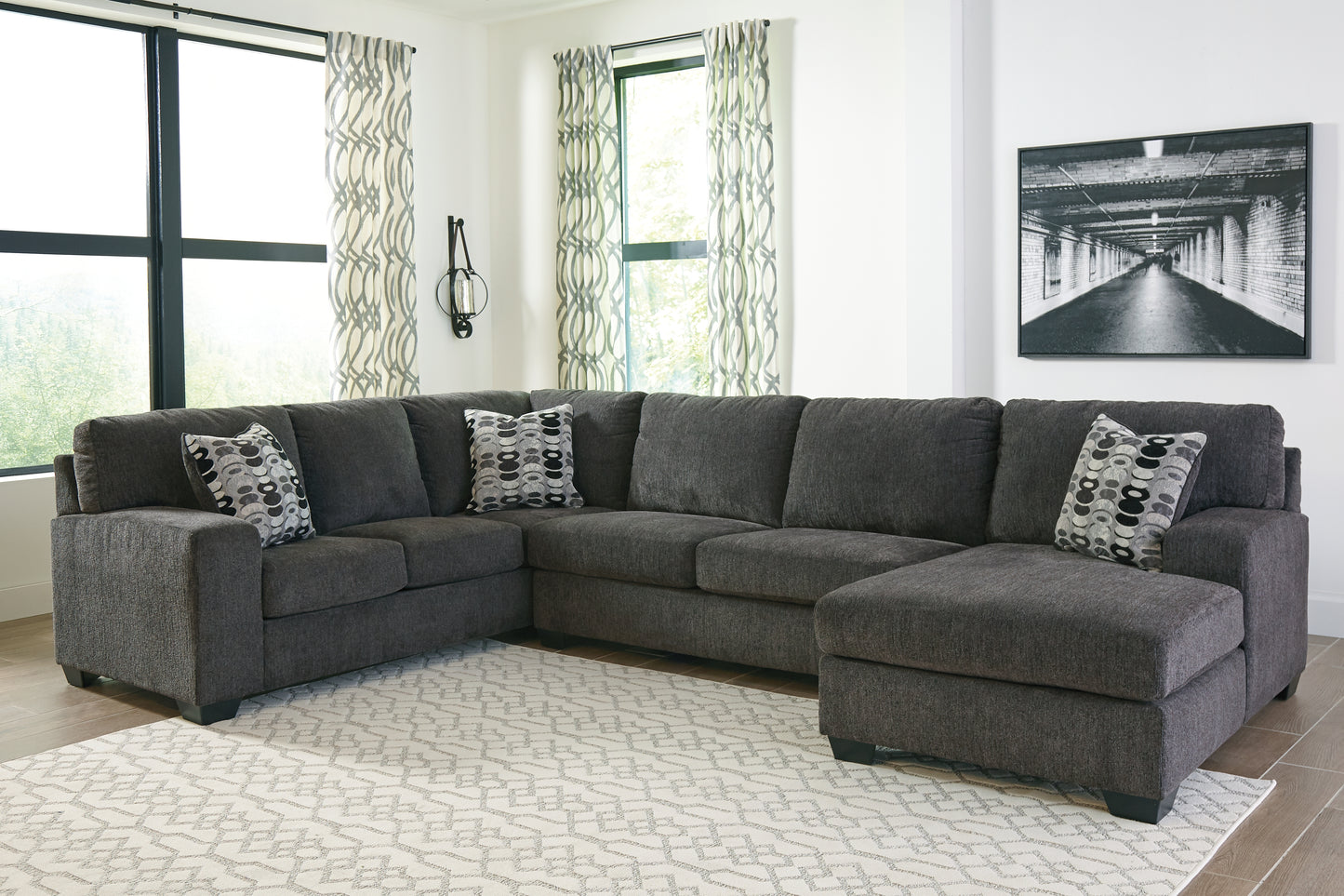 Auburndale Furniture Outlet - Ashley Furniture - Ballinasloe Sectional - LAF 3-Piece Sectional with Chaise / Smoke - 80703S2