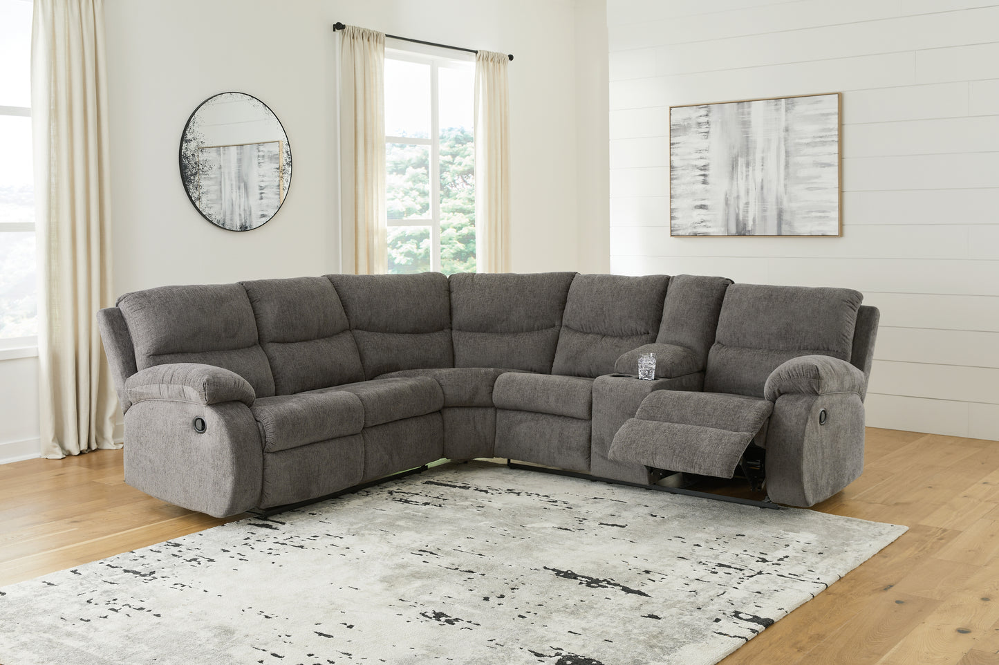 Auburndale Furniture Outlet - Ashley Furniture - Museum Sectional - 2-Piece Reclining Sectional / Pewter - 81807S1