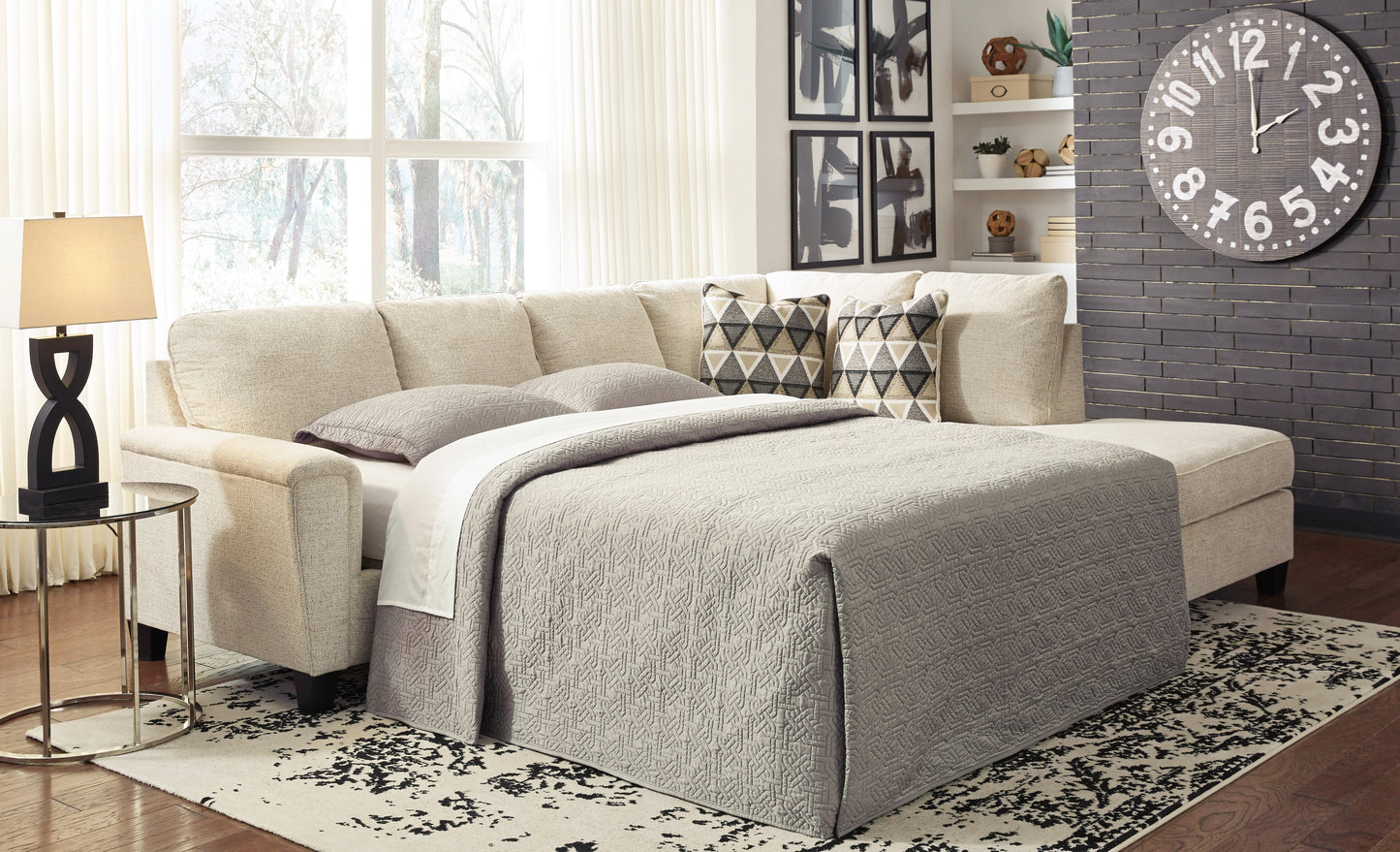 Auburndale Furniture Outlet - Ashley Furniture - Abinger Sectional - LAF 2-Piece Sleeper Sectional with Chaise / Natural - 83904S4