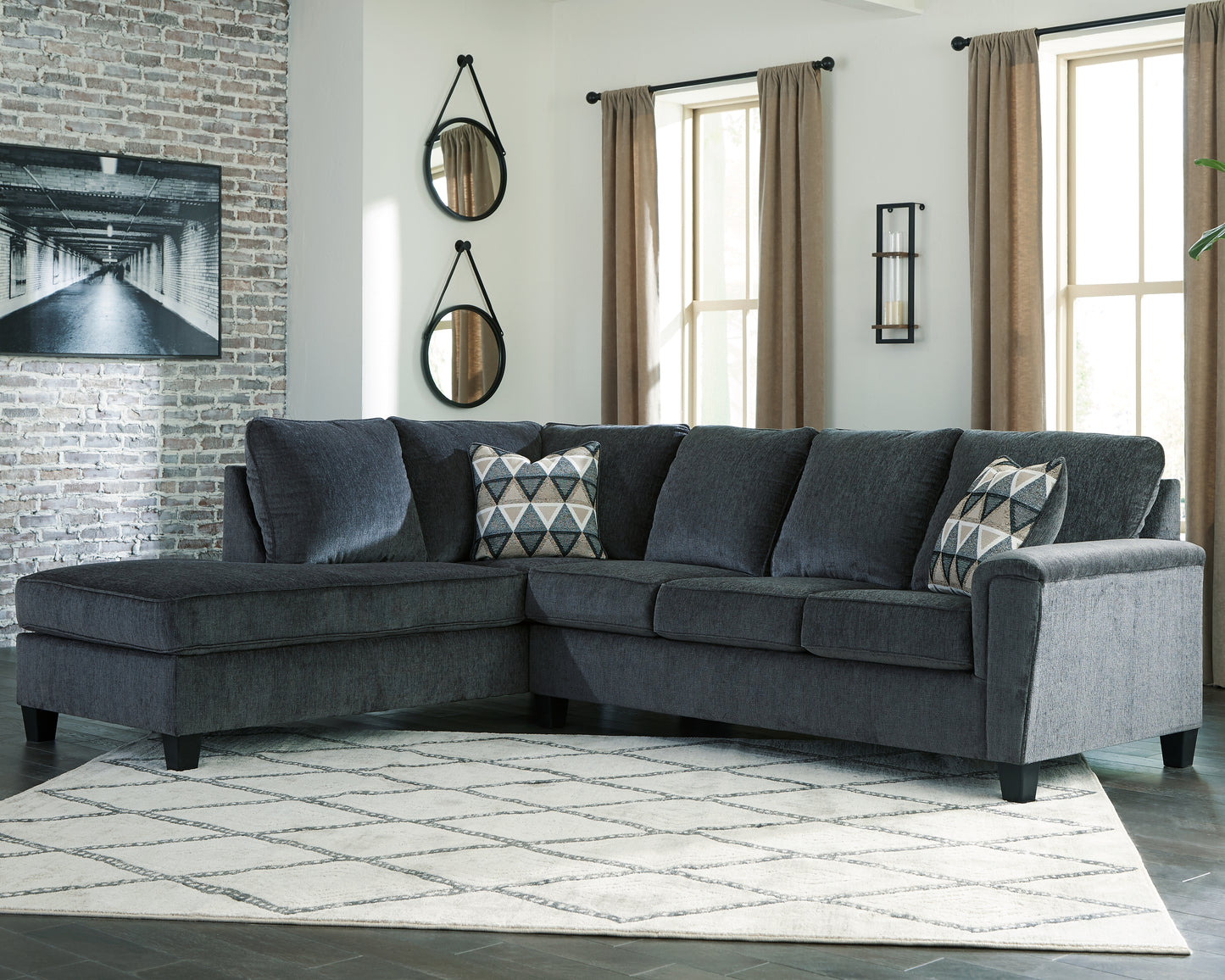 Auburndale Furniture Outlet - Ashley Furniture - Abinger Sectional - RAF 2-Piece Sectional with Chaise / Smoke - 83905S1
