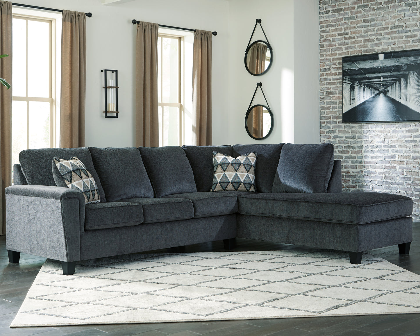 Auburndale Furniture Outlet - Ashley Furniture - Abinger Sectional - LAF 2-Piece Sectional with Chaise / Smoke - 83905S2