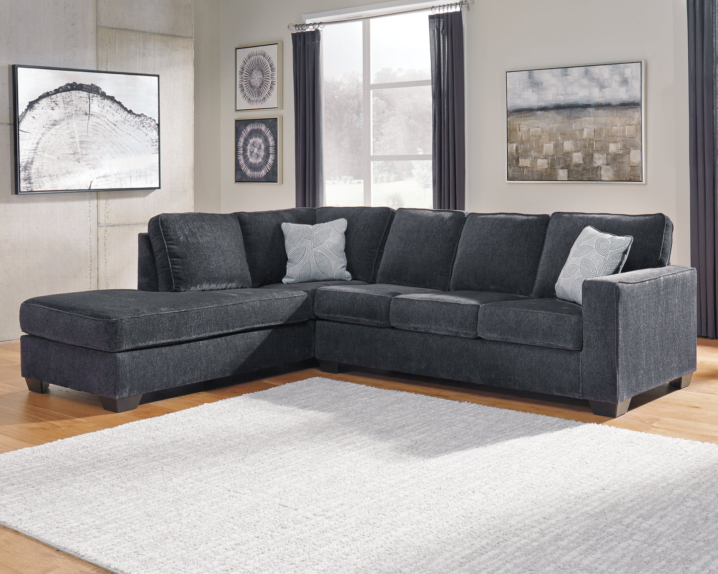 Auburndale Furniture Outlet - Ashley Furniture - Altari Sectional - RAF 2-Piece Sectional with Chaise / Slate - 87213S1