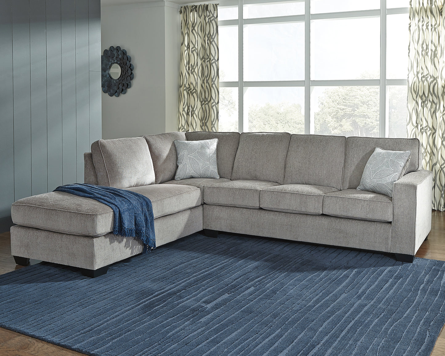 Auburndale Furniture Outlet - Ashley Furniture - Altari Sectional - RAF 2-Piece Sectional with Chaise / Alloy - 87214S1