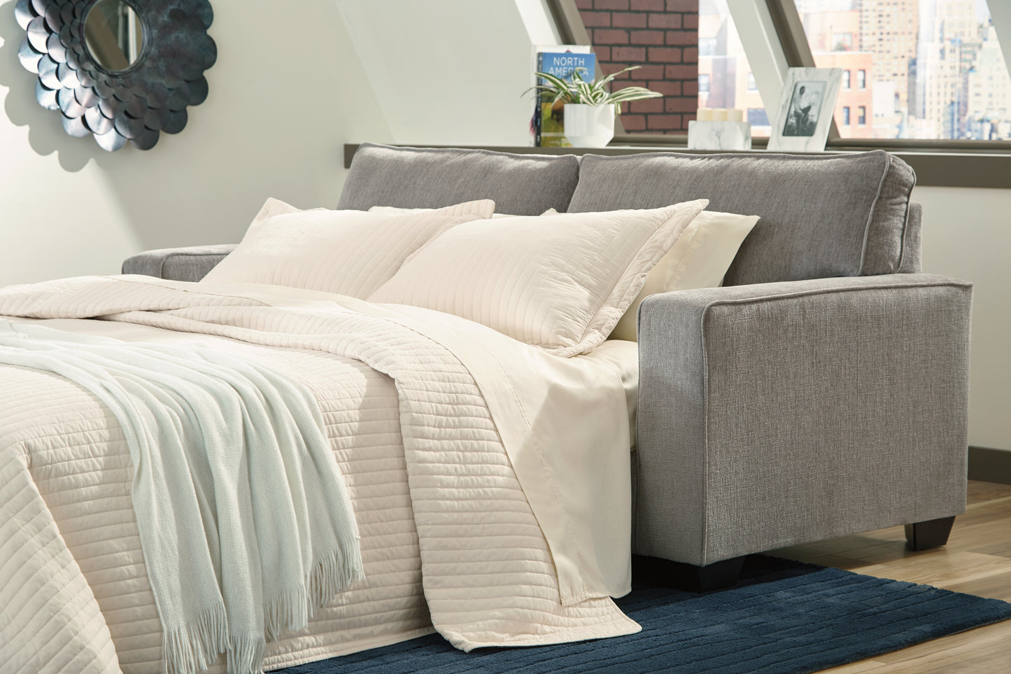 Auburndale Furniture Outlet - Ashley Furniture - Altari Living Room - Queen Sofa Sleeper / Alloy - 8721439