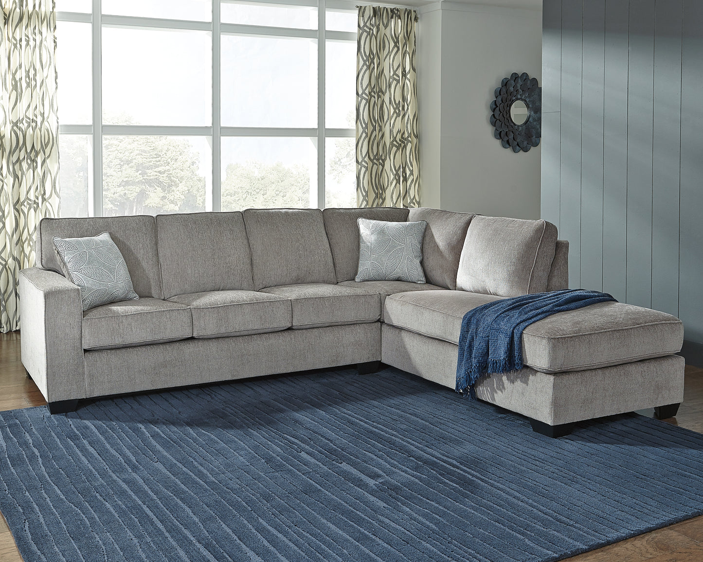 Auburndale Furniture Outlet - Ashley Furniture - Altari Sectional - LAF 2-Piece Sectional with Chaise / Alloy - 87214S2