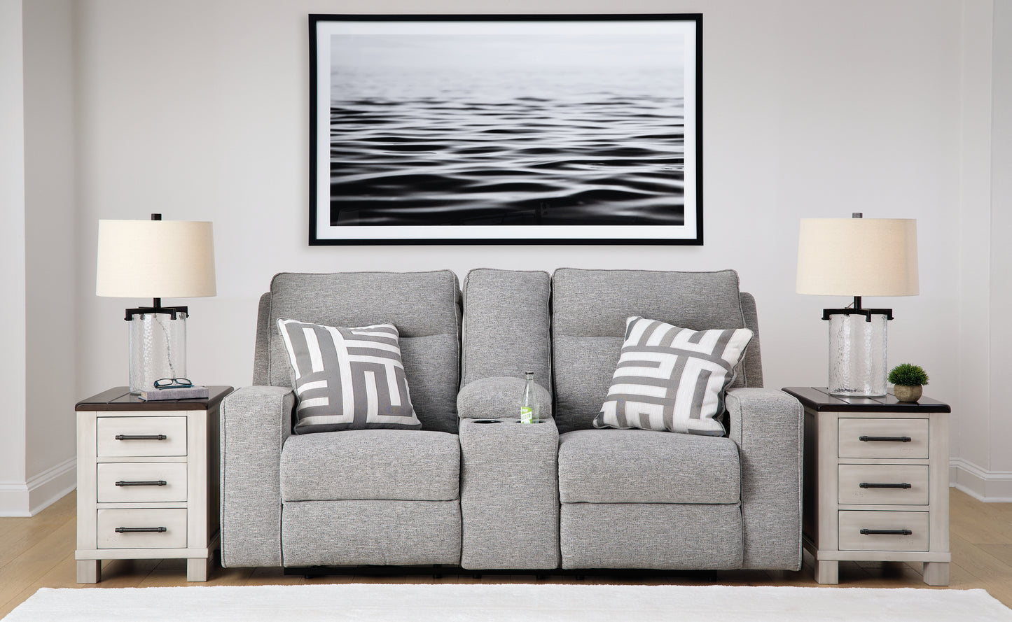 Auburndale Furniture Outlet - Ashley Furniture - Biscoe Living Room - PWR REC Loveseat/CON/ADJ HDRST / Pewter - 9050318