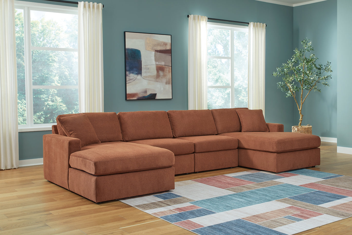 Auburndale Furniture Outlet - Ashley Furniture - Modmax Sectional - RAF 4-Piece Sectional with Chaise / Spice - 92102S19