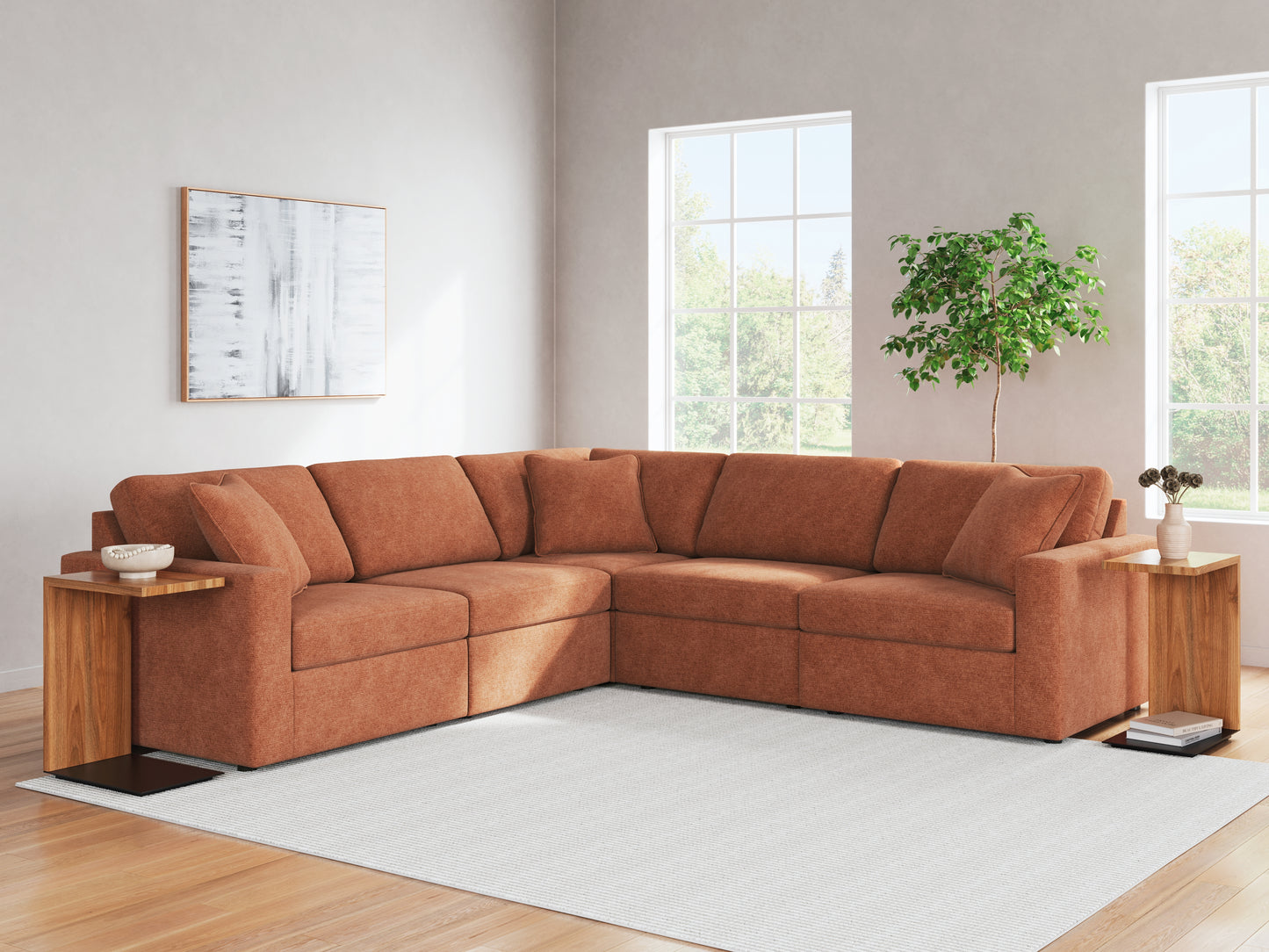 Auburndale Furniture Outlet - Ashley Furniture - Modmax Sectional - RAF 5-Piece Sectional / Spice - 92102S6