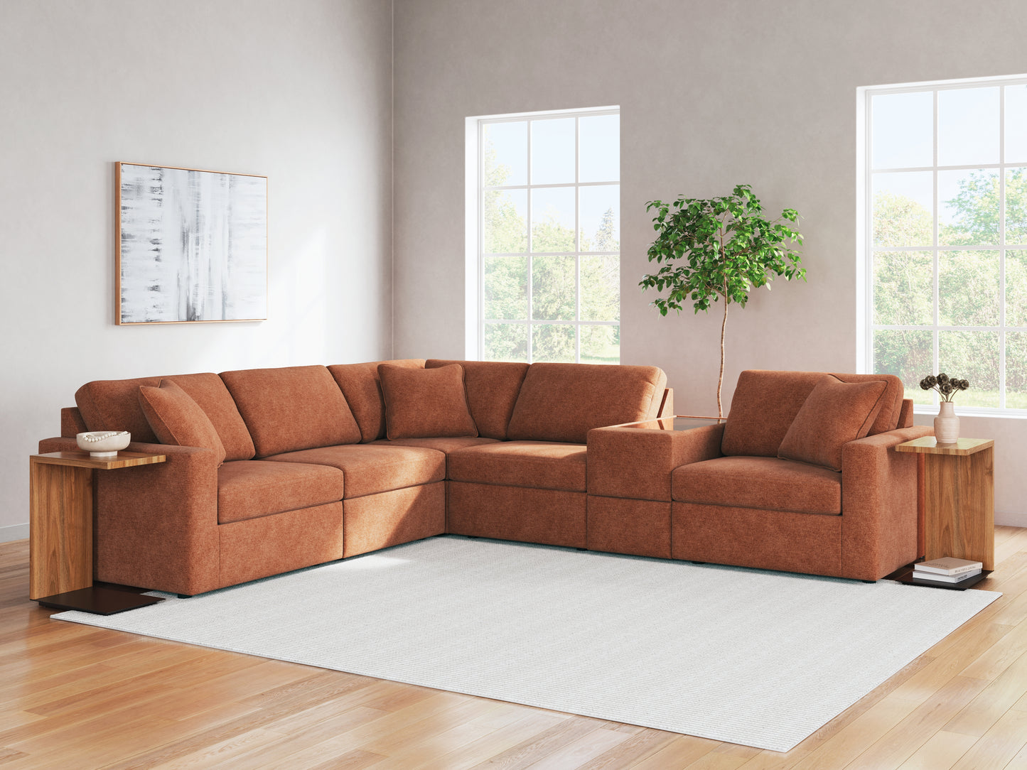Auburndale Furniture Outlet - Ashley Furniture - Modmax Sectional - RAF 6-Piece Sectional / Spice - 92102S7