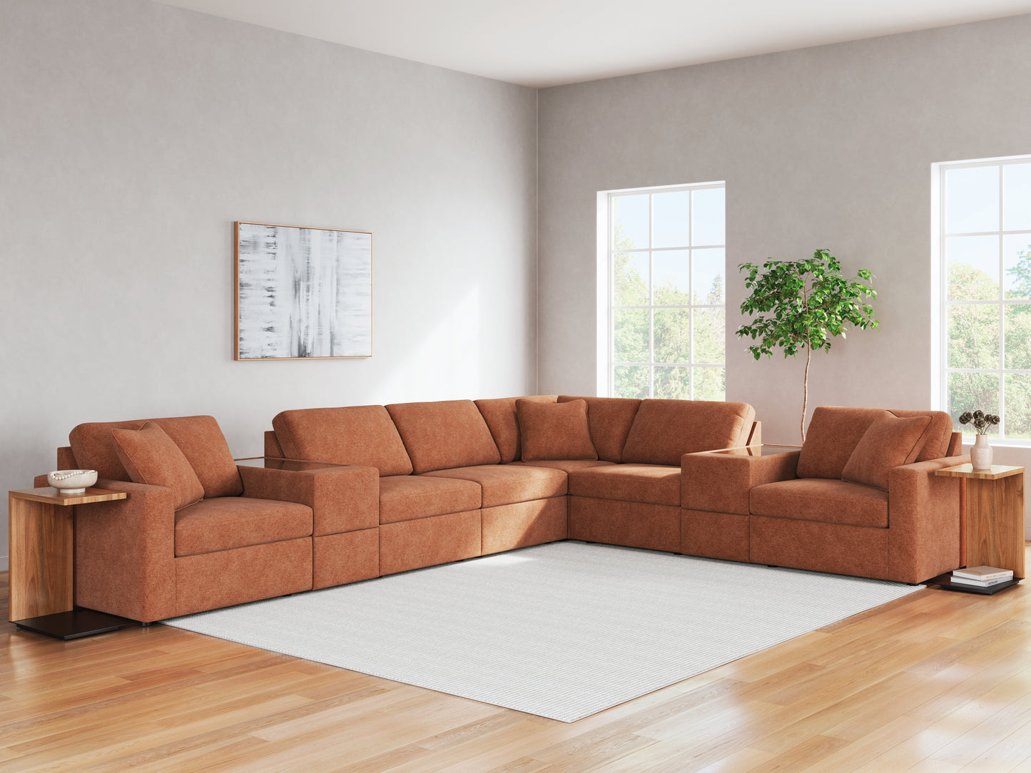 Auburndale Furniture Outlet - Ashley Furniture - Modmax Sectional - RAF 8-Piece Sectional / Spice - 92102S11
