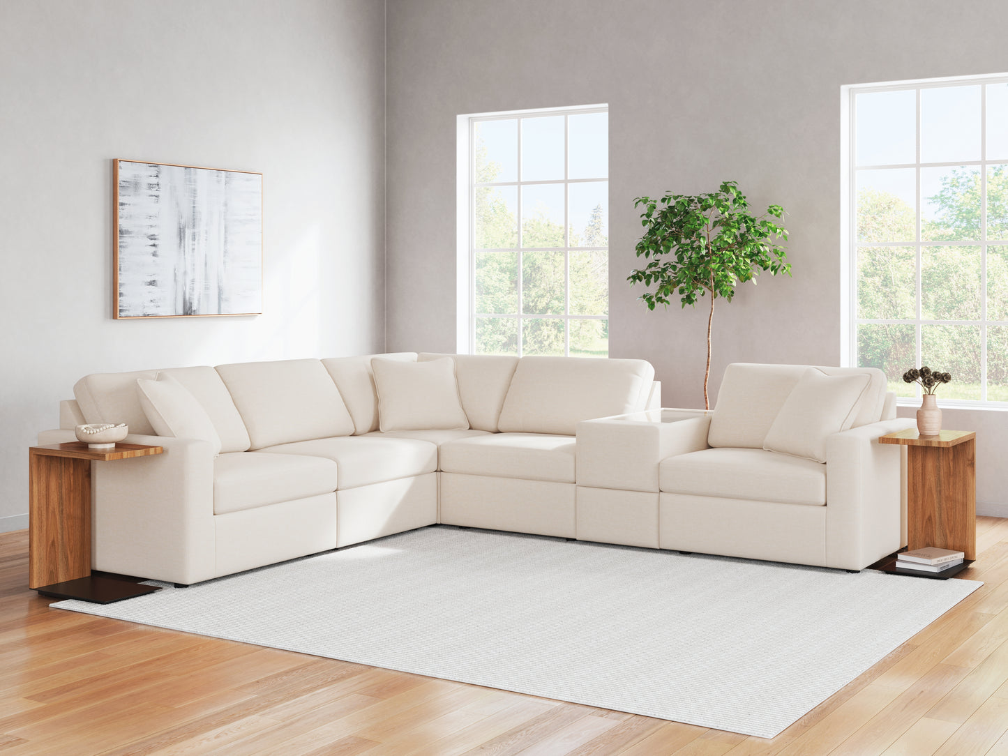 Auburndale Furniture Outlet - Ashley Furniture - Modmax Sectional - RAF 6-Piece Sectional / Oyster - 92103S7