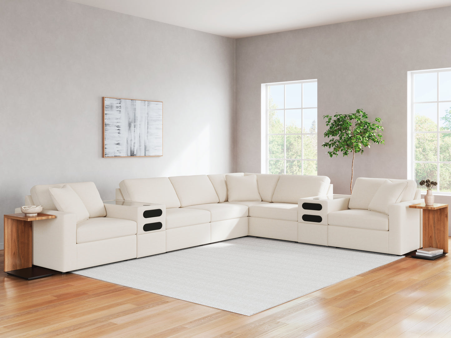 Auburndale Furniture Outlet - Ashley Furniture - Modmax Sectional - RAF 8-Piece Sectional / Oyster - 92103S16