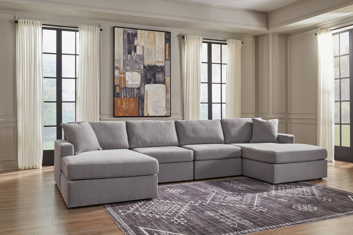 Auburndale Furniture Outlet - Ashley Furniture - Modmax Sectional - RAF 4-Piece Sectional with Chaise / Granite - 92104S19