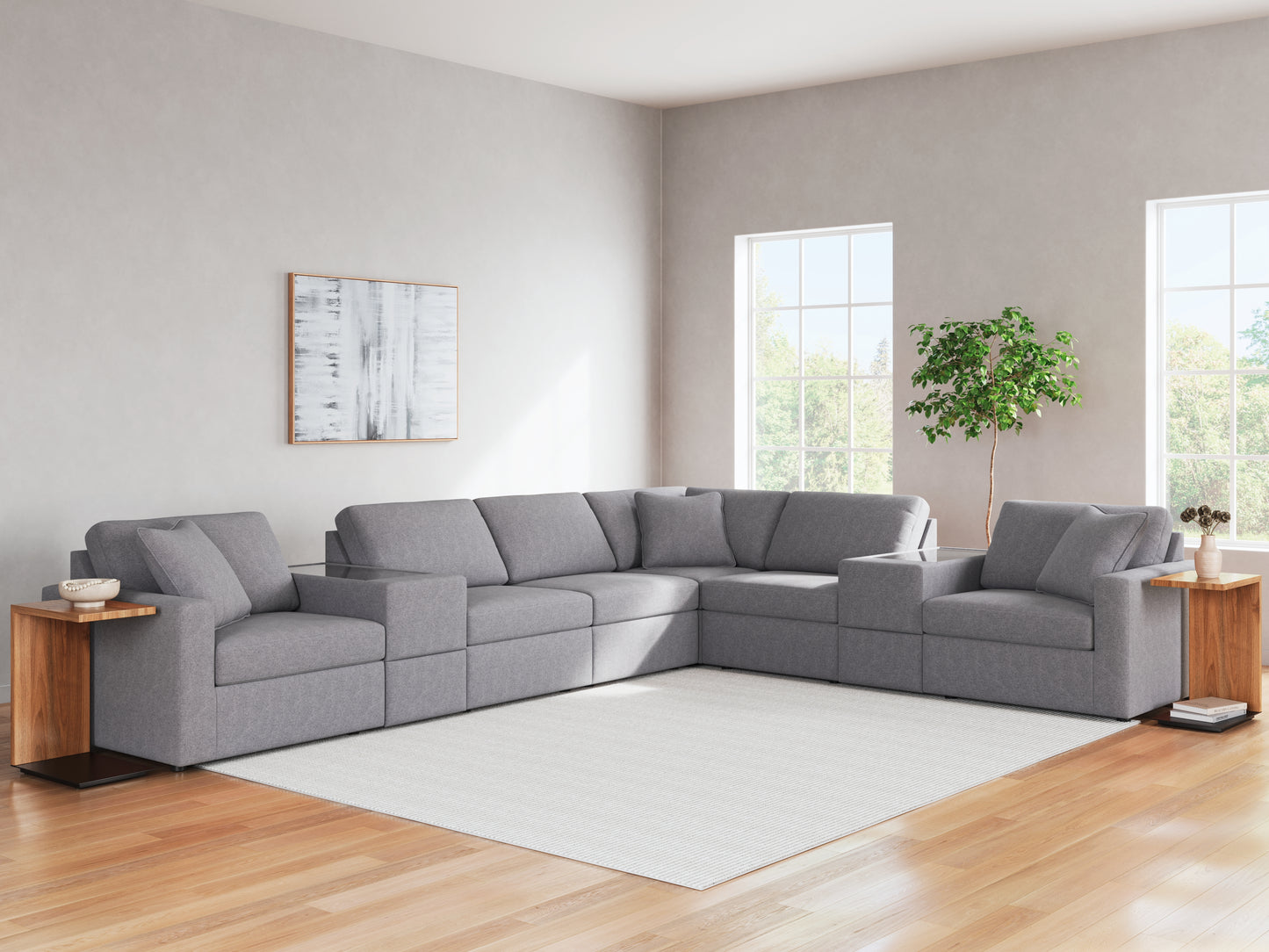 Auburndale Furniture Outlet - Ashley Furniture - Modmax Sectional - RAF 8-Piece Sectional / Granite - 92104S11