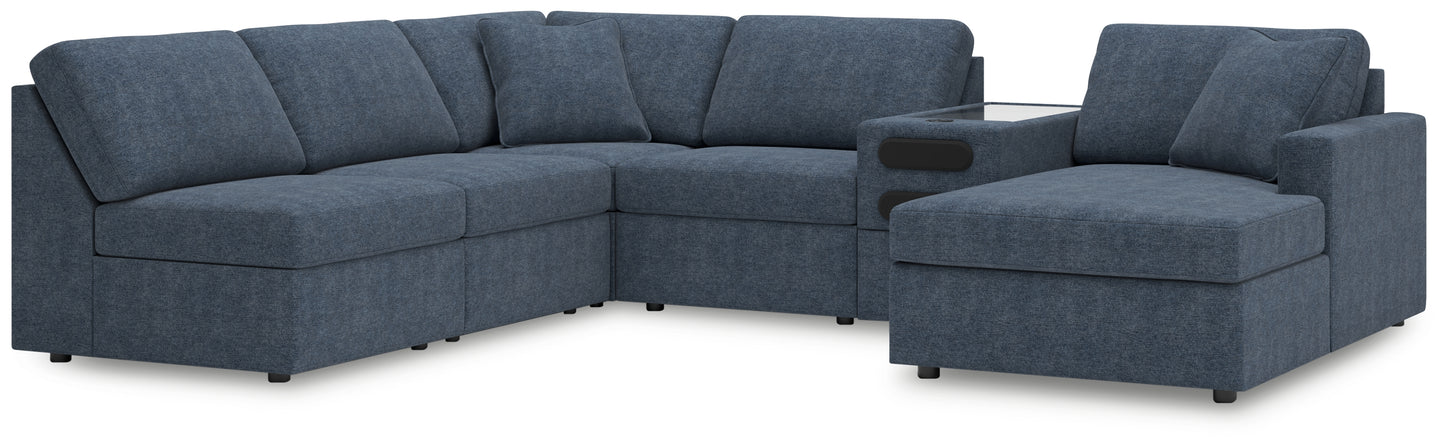 Auburndale Furniture Outlet - Ashley Furniture - Modmax Sectional - 6-Piece Sectional with Chaise and Audio Console / Ink - 92121S25