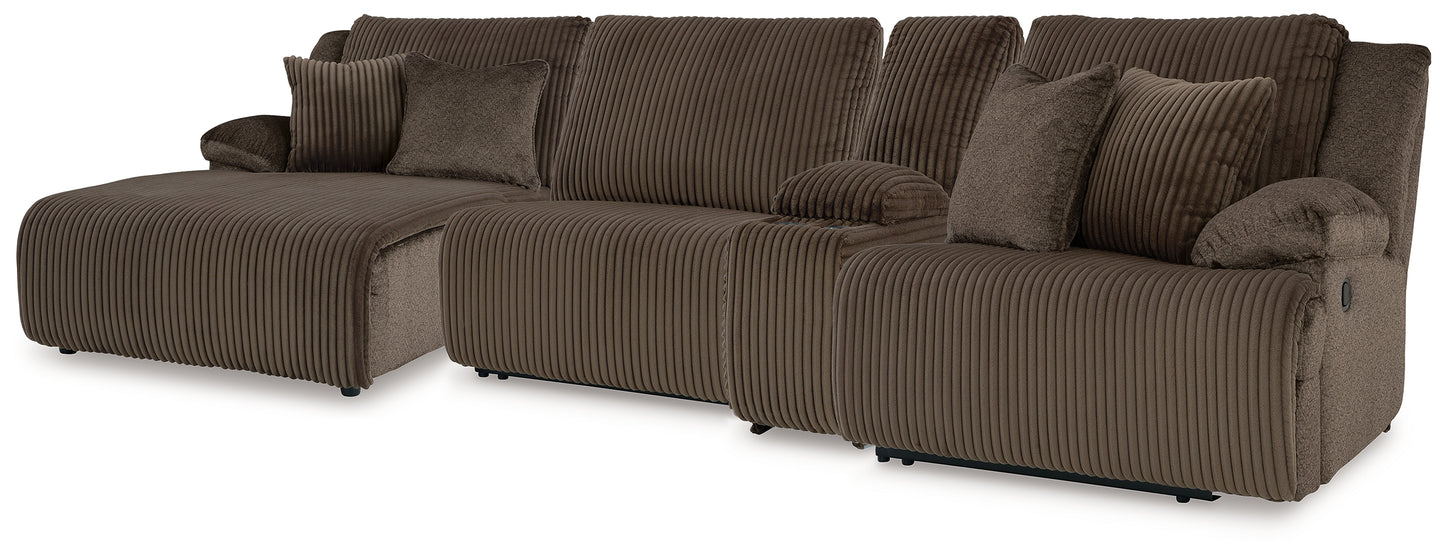Auburndale Furniture Outlet - Ashley Furniture - Top Tier Sectional - 4-Piece Reclining Sectional with Chaise / Chocolate - 92705S12