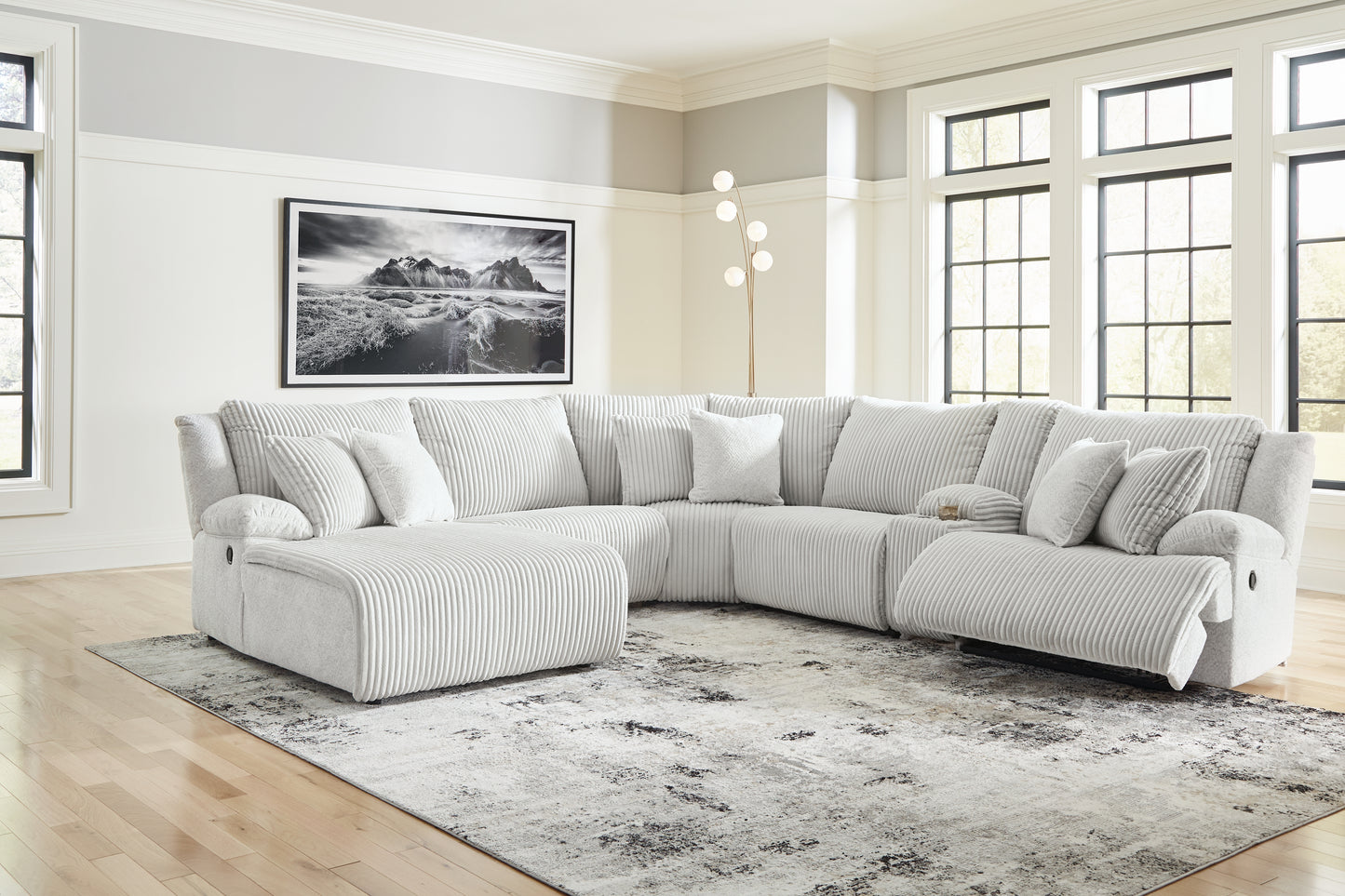 Auburndale Furniture Outlet - Ashley Furniture - Top Tier Sectional - 6-Piece Reclining Sectional with Chaise / Alloy - 92706S2