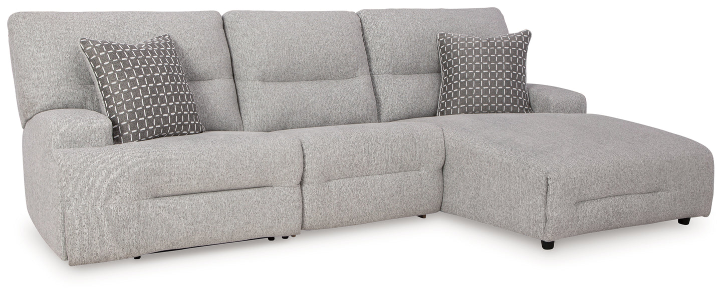 Auburndale Furniture Outlet - Ashley Furniture - Acklen Place Sectional - 3-Piece Power Reclining Sectional / Pewter - 93605S6