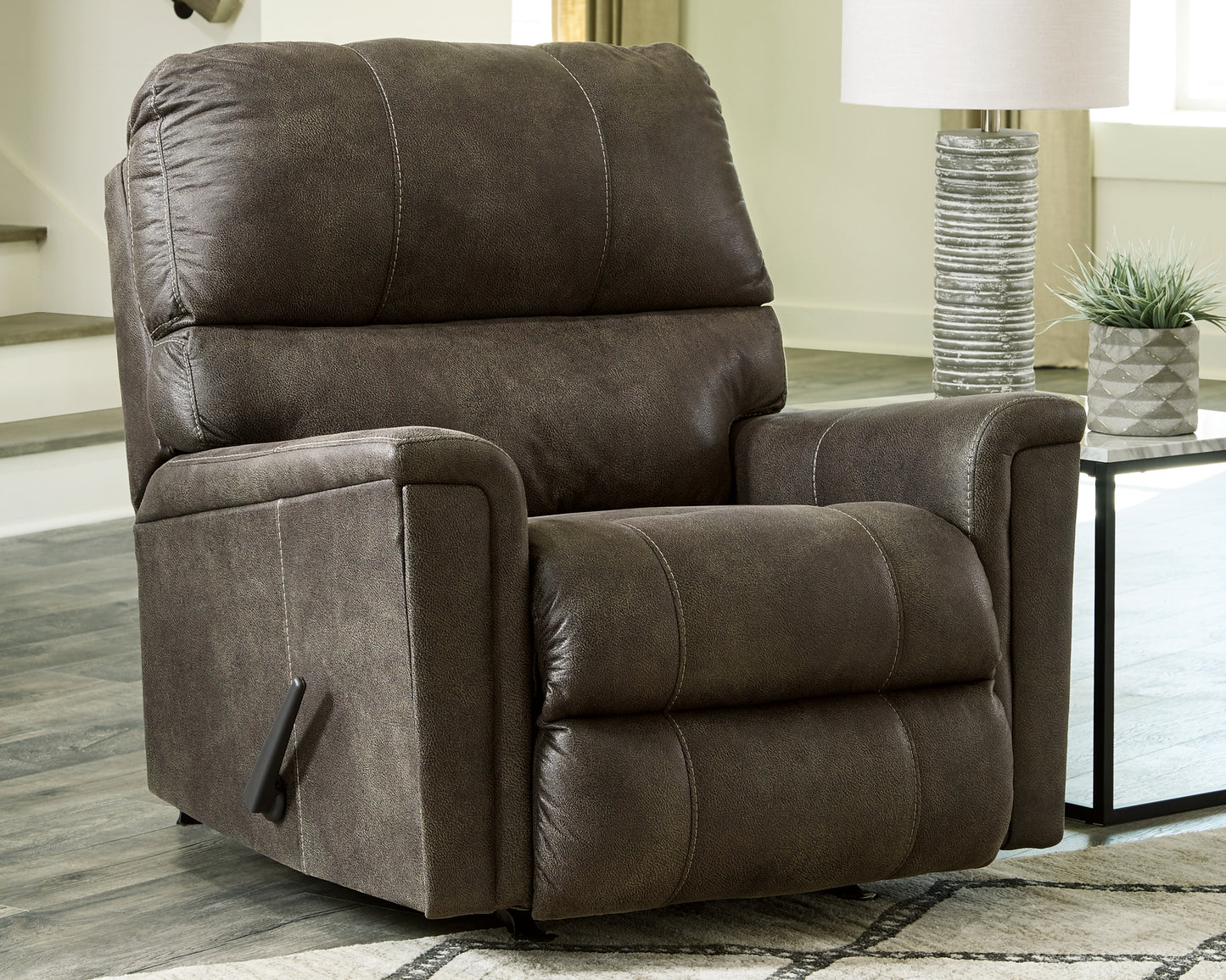 Auburndale Furniture Outlet - Ashley Furniture - Navi Living Room - Rocker Recliner / Smoke - 9400225