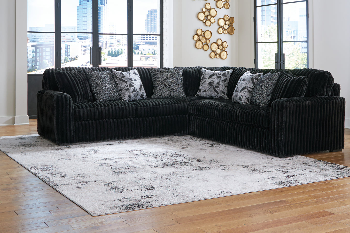 Auburndale Furniture Outlet - Ashley Furniture - Midnight-Madness Sectional - LAF 3-Piece Sectional / Onyx - 98103S6
