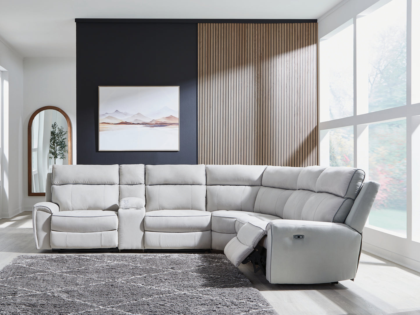 Auburndale Furniture Outlet - Ashley Furniture - Social Pointe Sectional - 2-Piece Reclining Loveseat / Pearl/Ash - PC98802S21