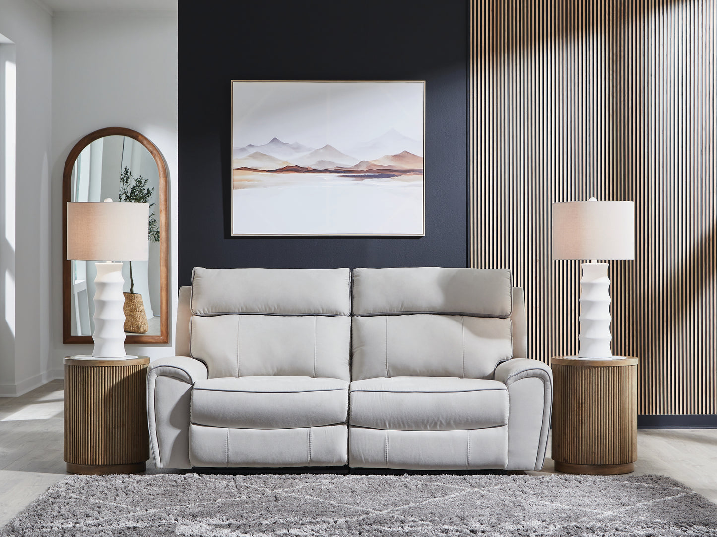 Auburndale Furniture Outlet - Ashley Furniture - Social Pointe Sectional - 2-Piece Reclining Loveseat / Pearl/Ash - PC98802S21