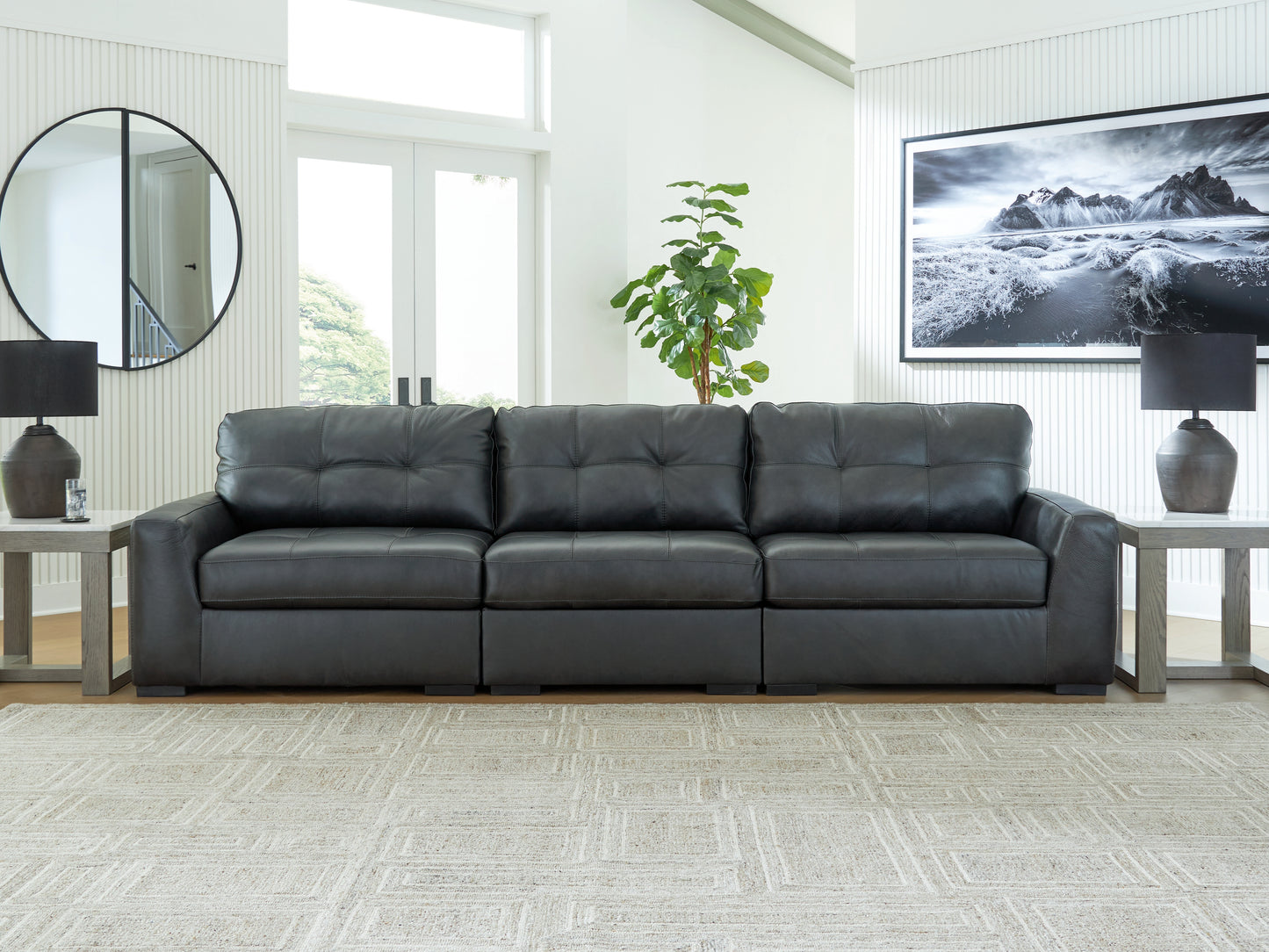 Auburndale Furniture Outlet - Ashley Furniture - Brindley Pier Sectional - RAF 3-Piece Sectional Sofa / Fog - 99503S2