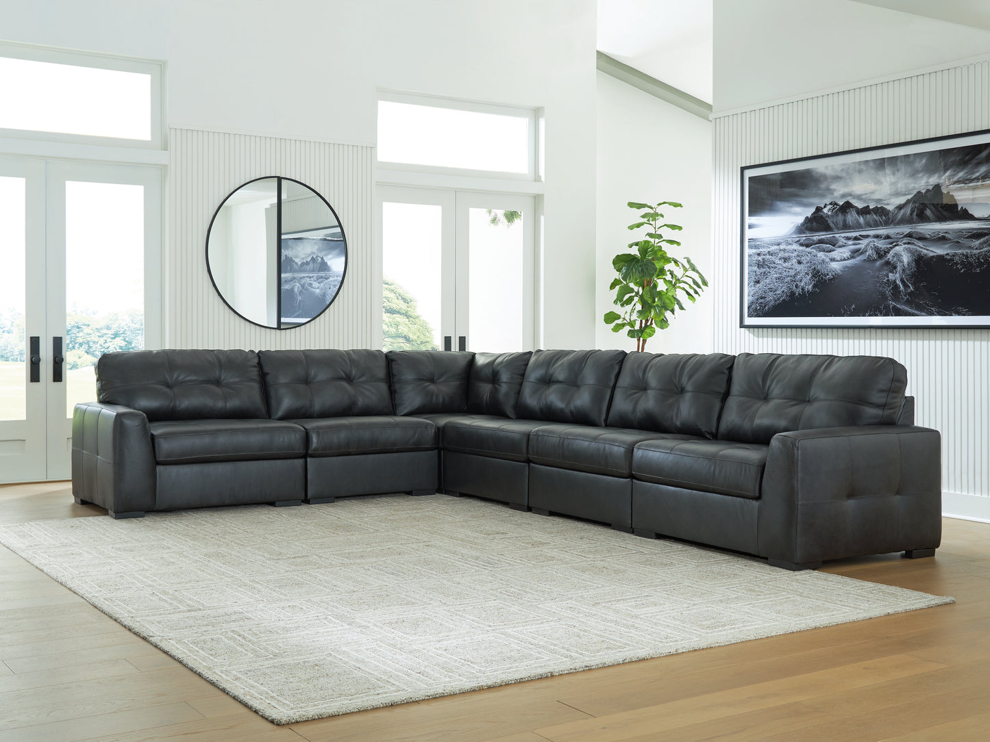 Auburndale Furniture Outlet - Ashley Furniture - Brindley Pier Sectional - RAF 6-Piece Sectional / Fog - 99503S5