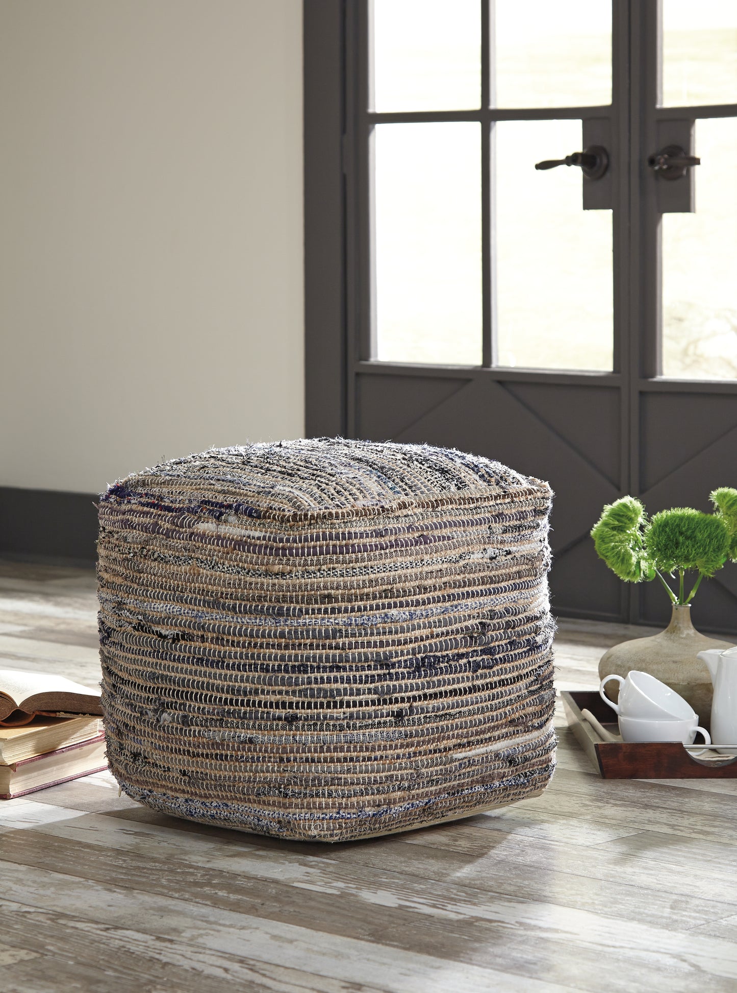 Auburndale Furniture Outlet - Ashley Furniture - Absalom Pouf - Pouf / Denim - A1000550